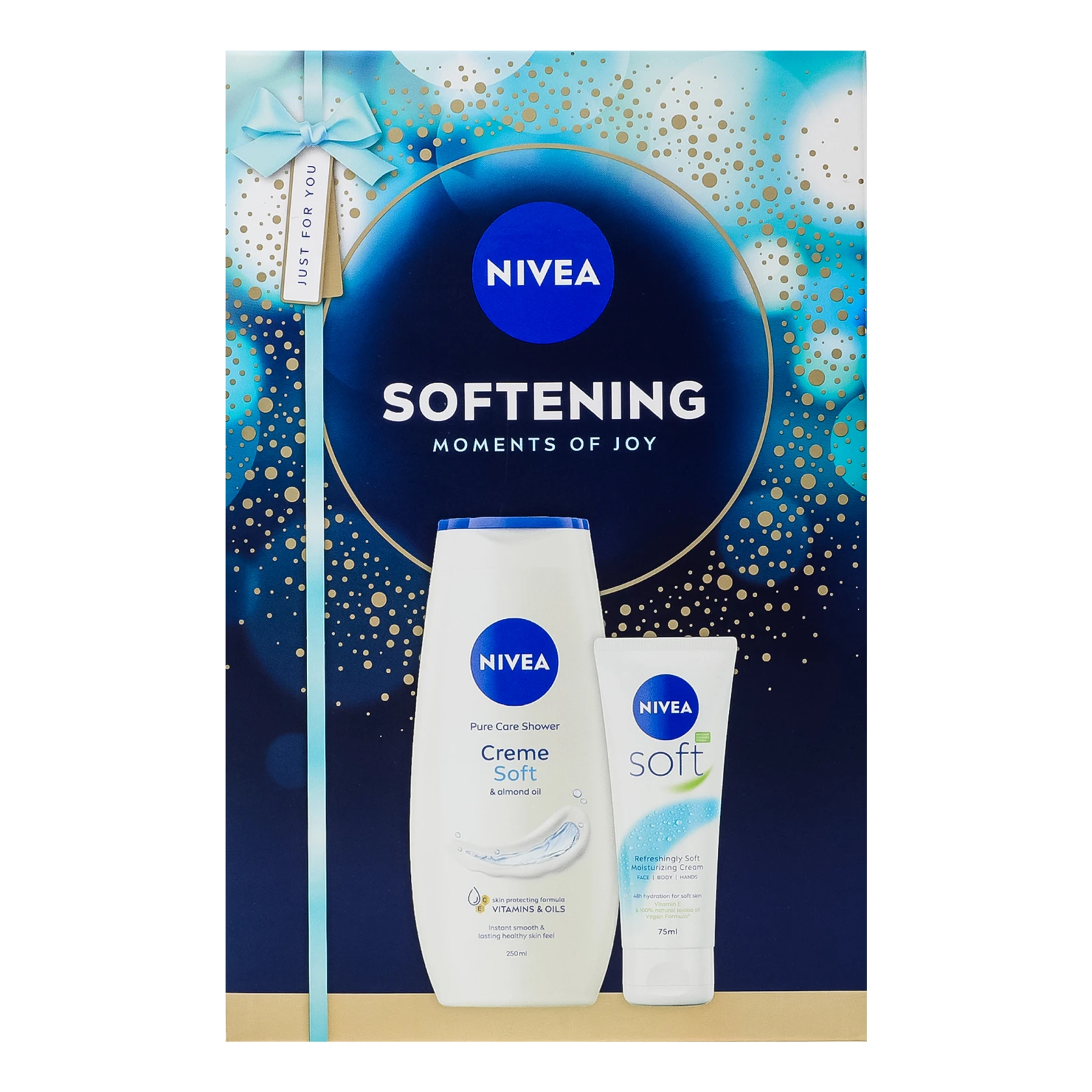 Набір Nivea косм.гель-догляд д/душу Creme soft 250мл+крем д/облич,рук та тіла soft 75мл Softening2шт Фото навігації №:1