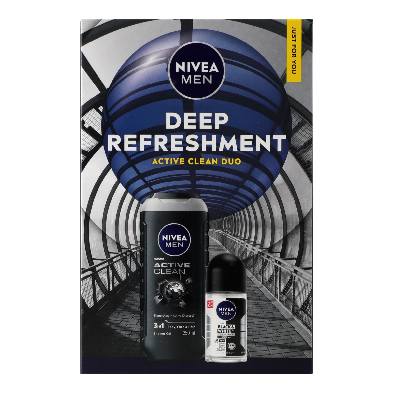 Набір Nivea Men Deep refreshment Гель для душу Активне очищення 3в1 250мл + Антиперспірант Класичний 50мл Фото №:1