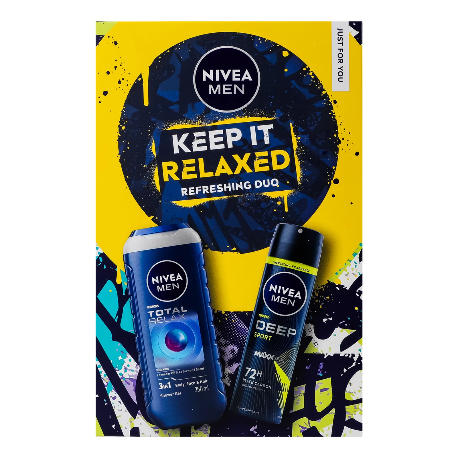 Набір Nivea Men Keep it Relaxed гель д/душу Повне розслаблення 250мл+антиперсп.Deep Sport 150мл 2шт Фото навігації №:1