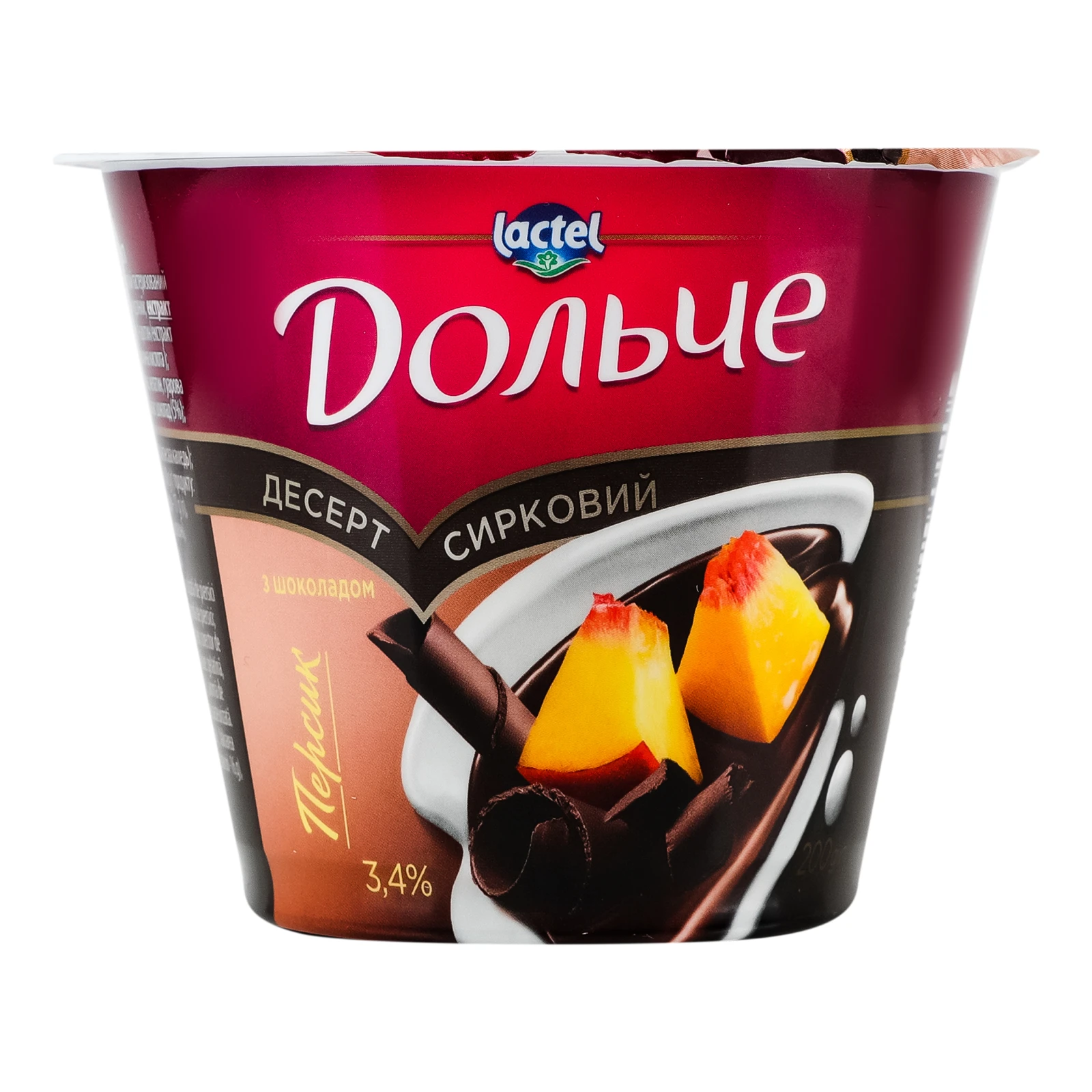 Десерт сирковий Дольче Персик та шоколад 3.4% 200г Фото №:1
