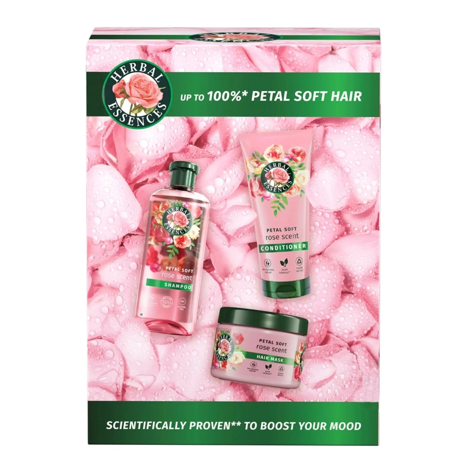 Набір Herbal Essences Rose Petal Soft Шампунь350мл+Бальзам+ополіскувач250мл+Маска д/волосся 300мл Фото №:2