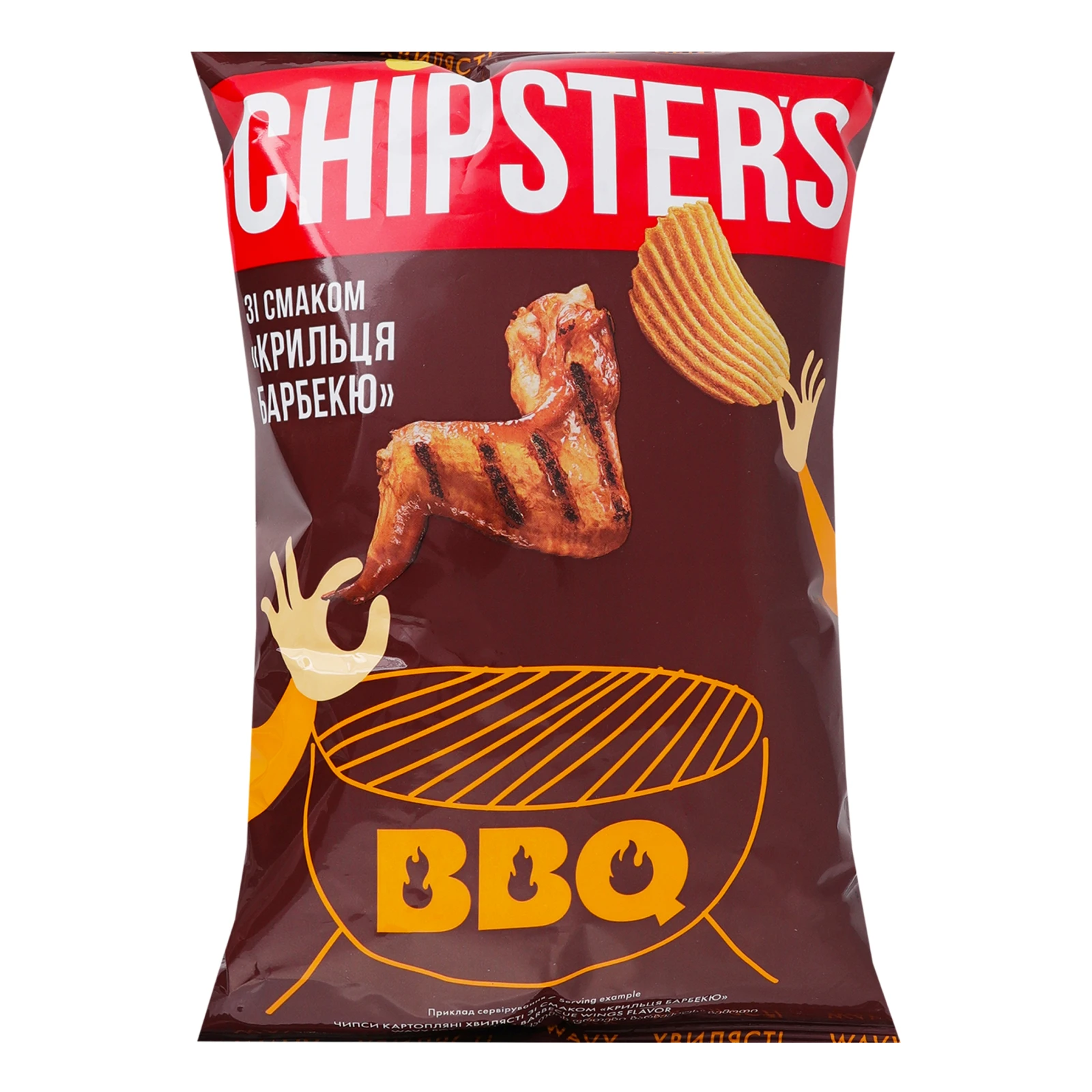 Чипси Chipster's картопляні хвилясті зі смаком Крильця барбекю 95г Фото №:1
