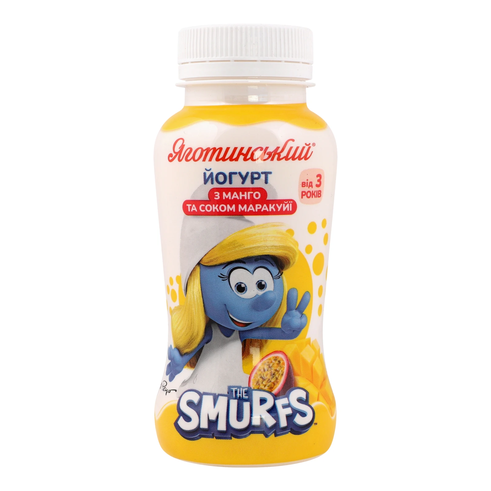 Йогурт Яготинський Smurfs питний з Манго та соком маракуї для дітей від 3-х років 1.5% 185г