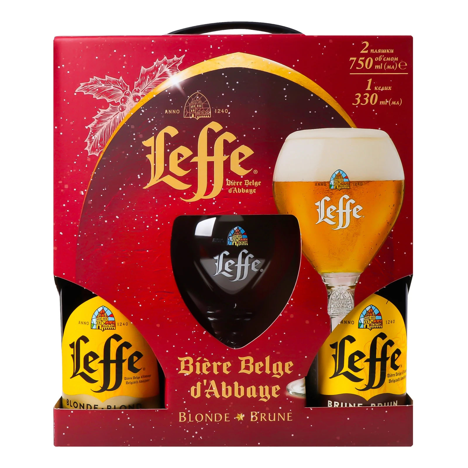 Набір пива Leffe 20,75л Blonde 6,4%+Brune 6,3%+келих 330мл Фото №:1