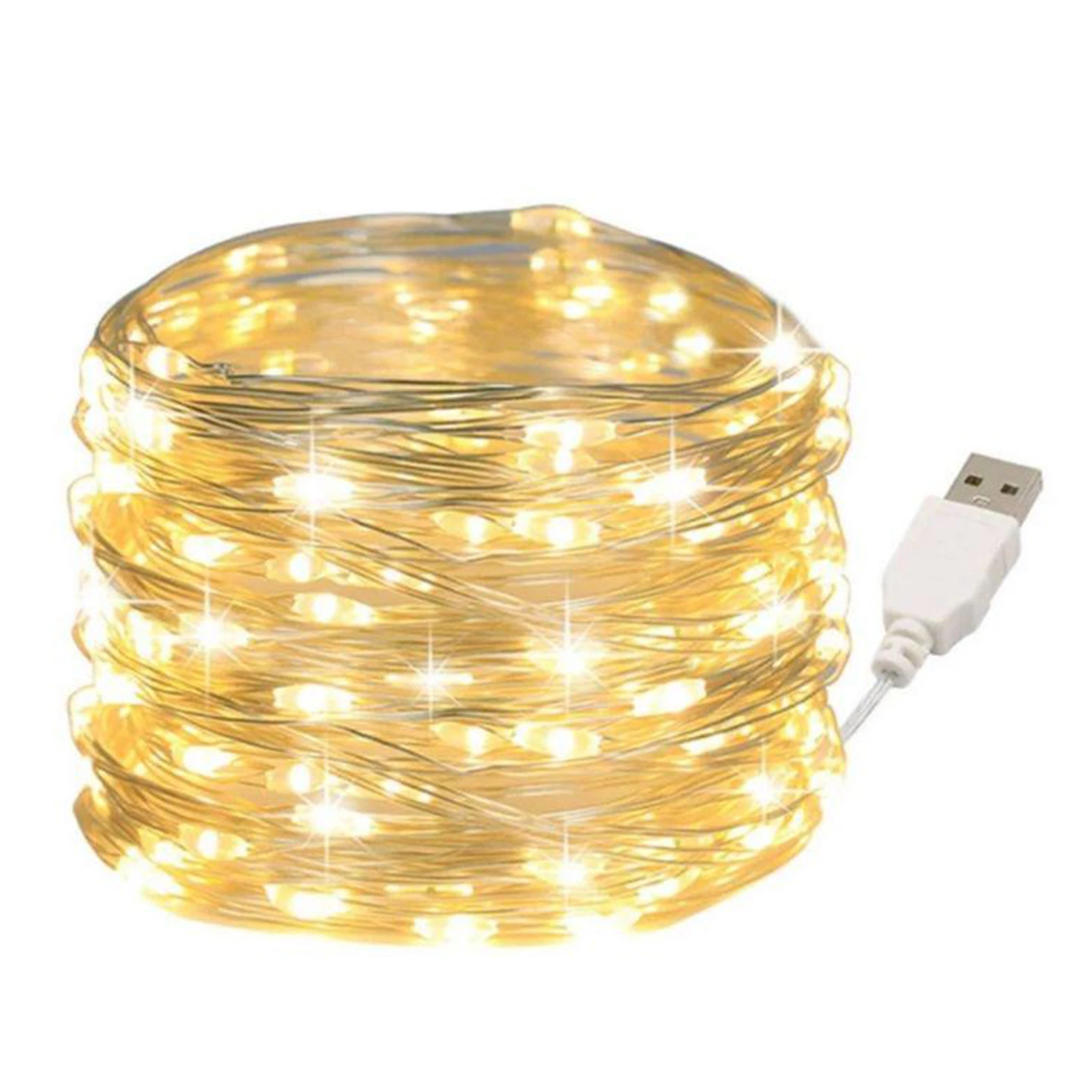 Гірлянда Роса декоративна 10м біла нитка USB жовта Фото №:1