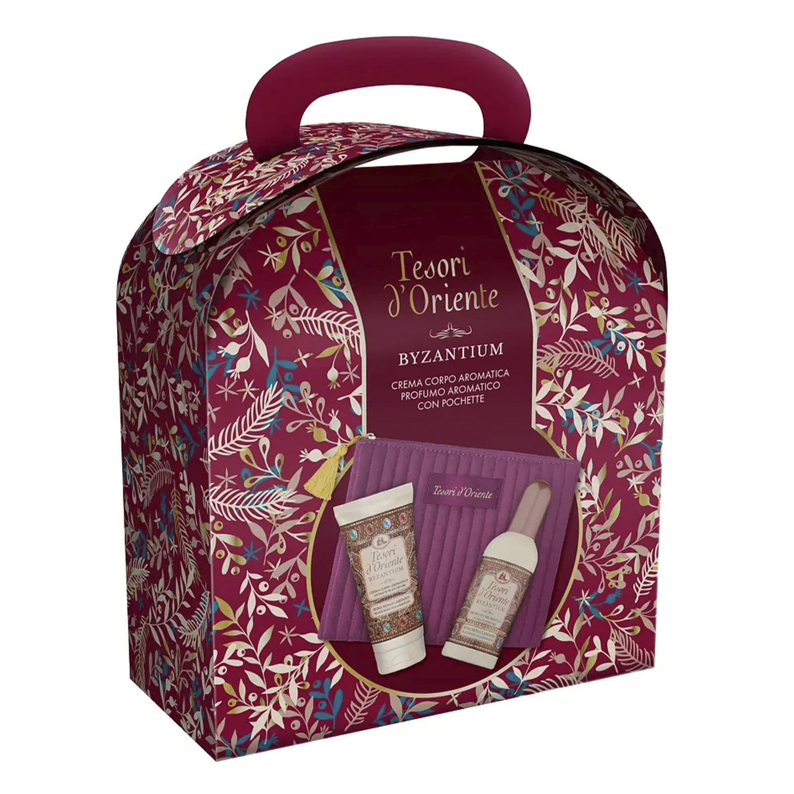 Набір подарунковий Tesori dе Oriente Pоснетте Візантія туал.вода100мл+крем д/тіла75мл+косметичка Фото №:1