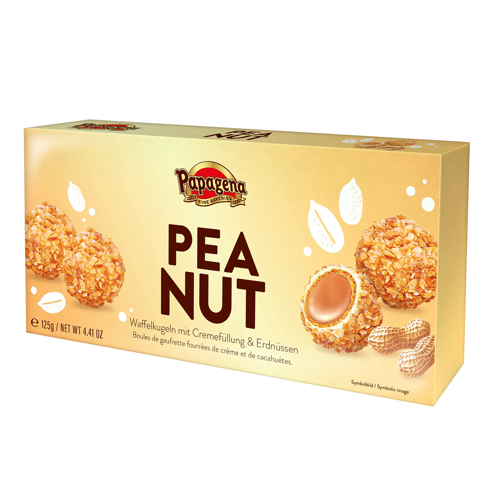 Цукерки Papagena вафельні кульки з вершковою начинкою та арахісом 125г Фото №:1