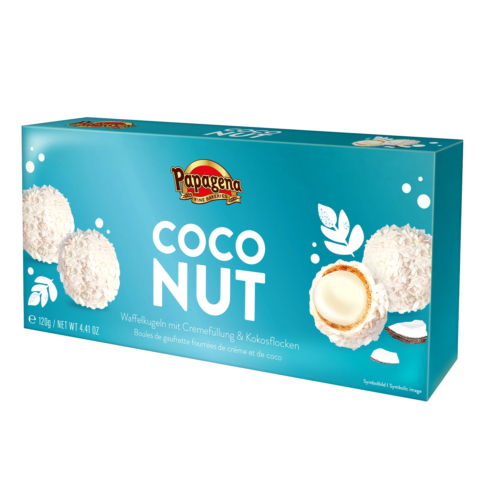 Цукерки Papagena вафельні кульки з кремовою начинкою та кокосом 120г Фото №:1