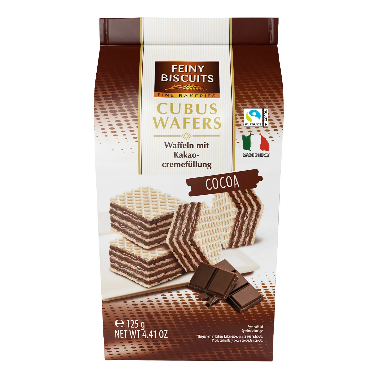 Вафлі Feiny Biscuits Cubus з какао-кремом 125г Фото №:1