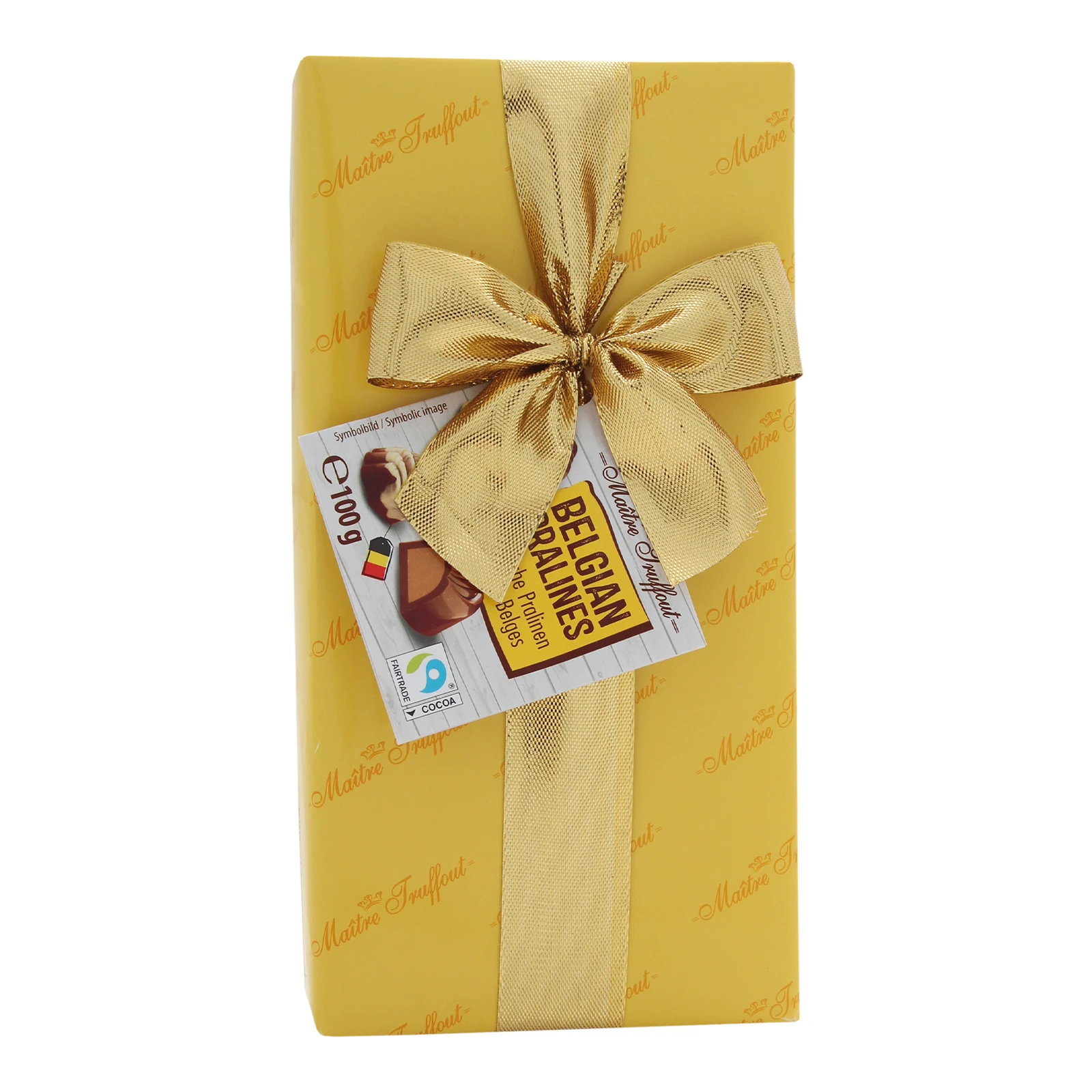 Цукерки Maitre Truffout бельгійські праліне асорті жовте 100г Фото №:1