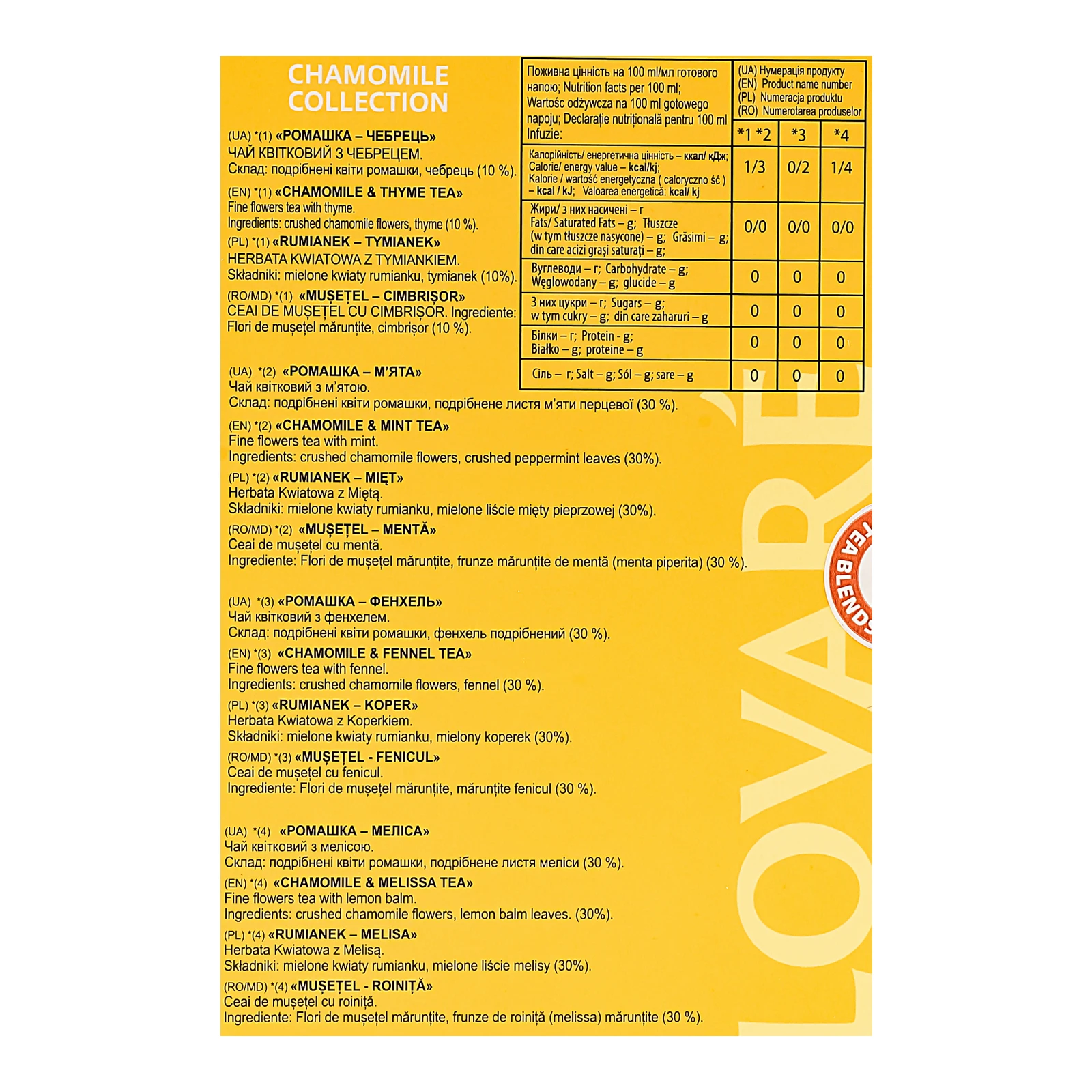 Чай Lovare Chamomile collection квітковий асорті Ромашка 32х1.3г Фото №:3