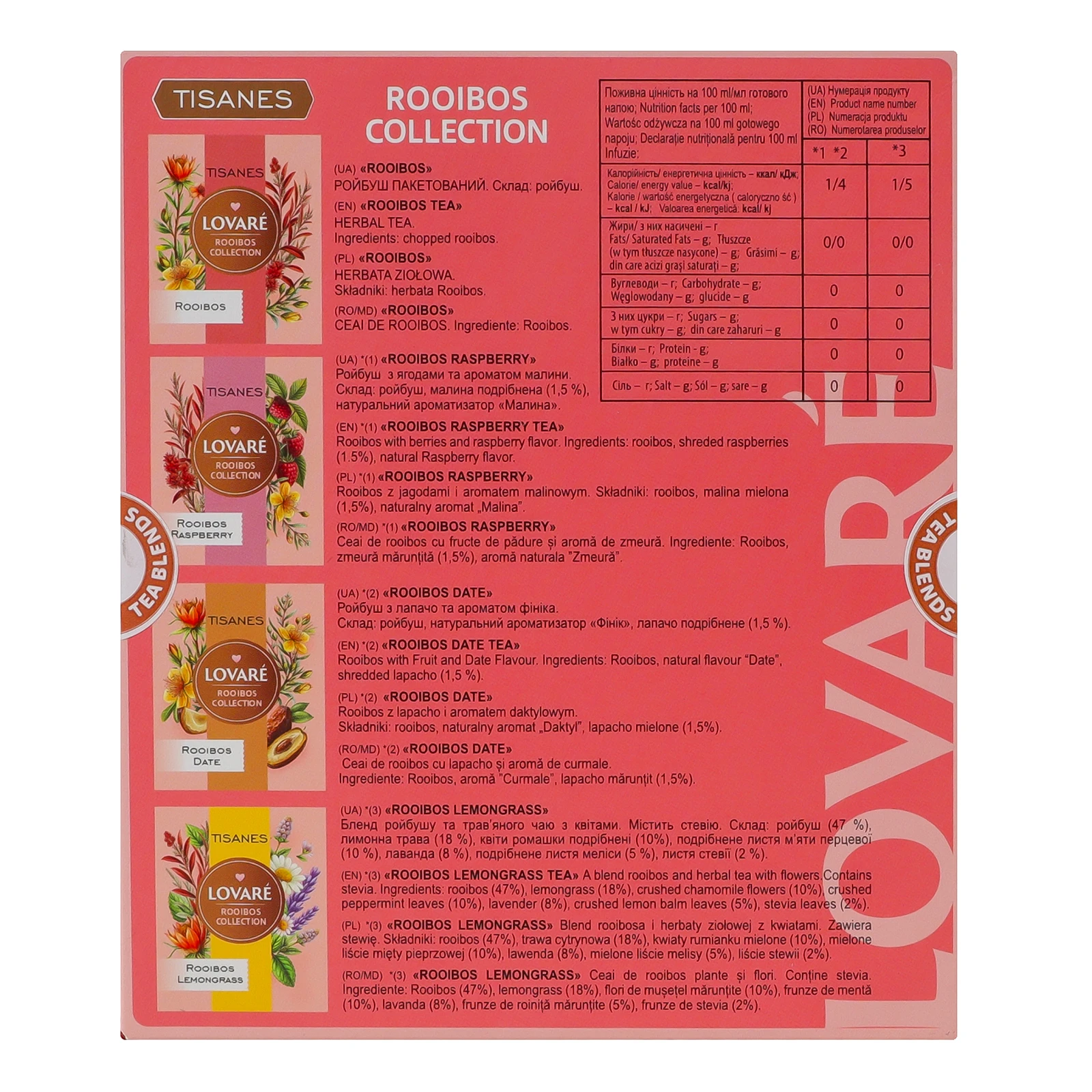 Чай Lovare Rooibos collection асорті Ройбуш 32х1.5г Фото №:2