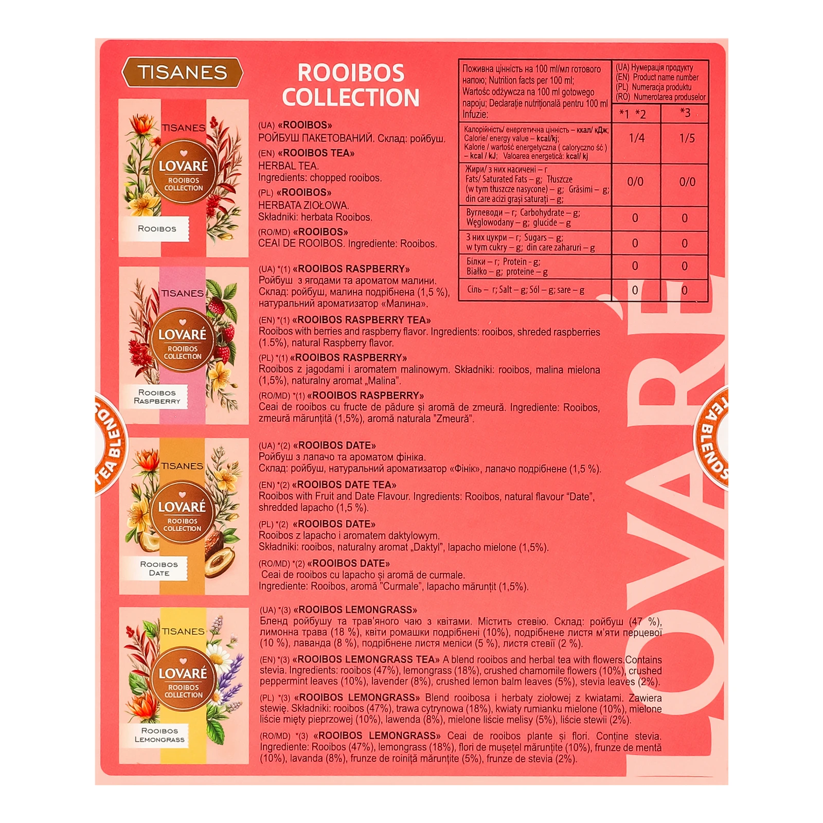 Чай Lovare Rooibos collection асорті Ройбуш 32х1.5г Фото №:2