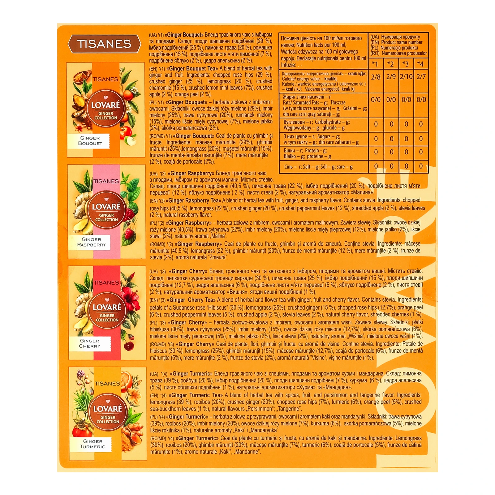 Чай Lovare Ginger collection трав'яний асорті Імбир 32х1.8г фото 2