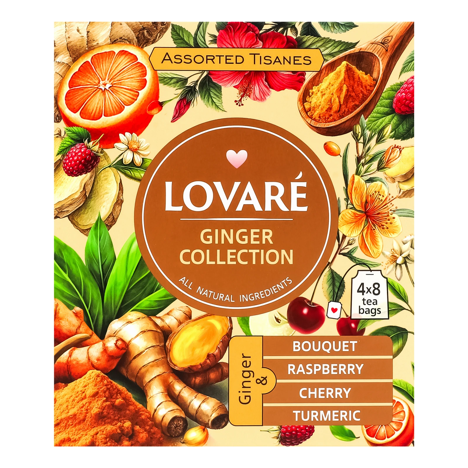 Чай Lovare Ginger collection трав'яний асорті Імбир 32х1.8г Фото №:1