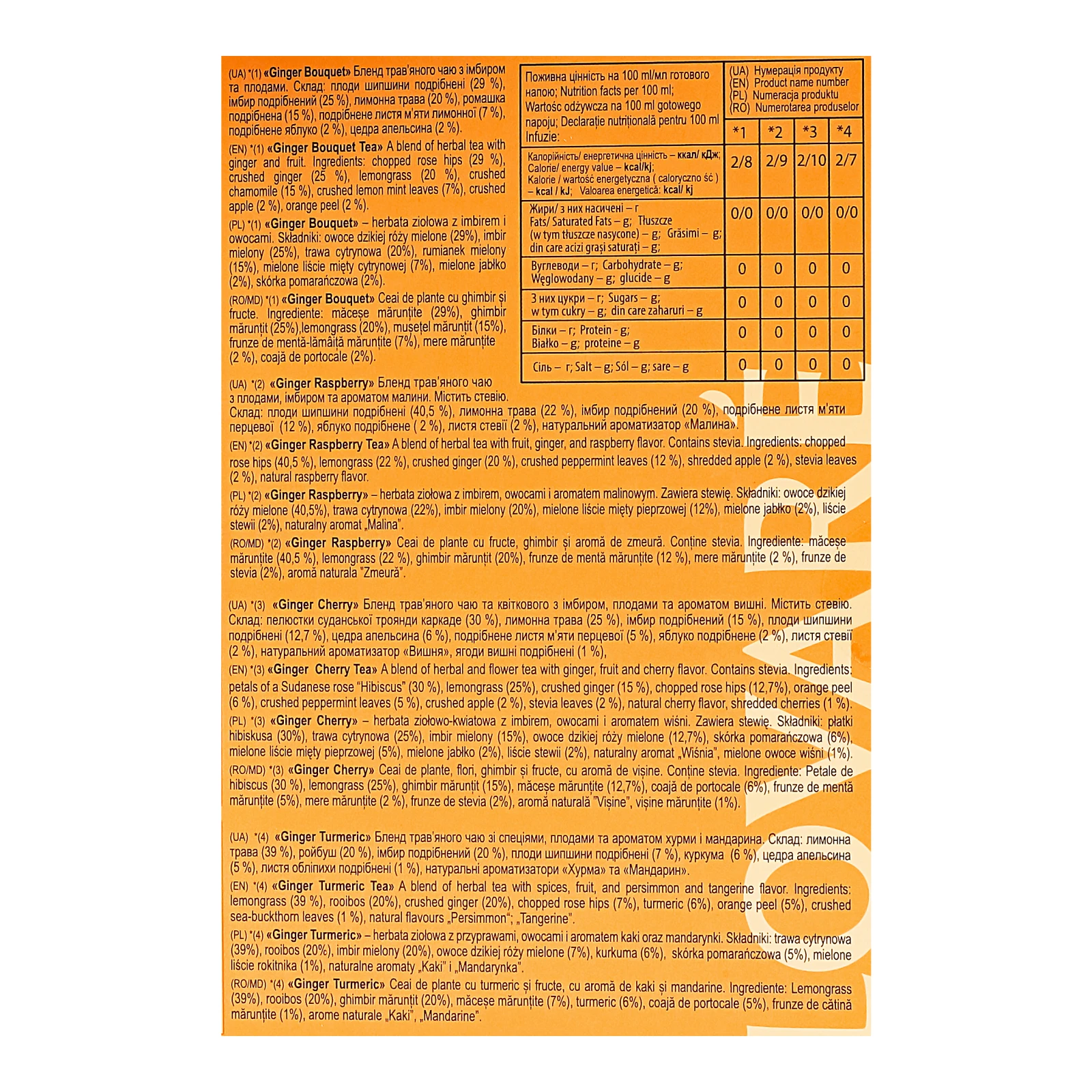 Чай Lovare Ginger collection трав'яний асорті Імбир 32х1.8г Фото №:3