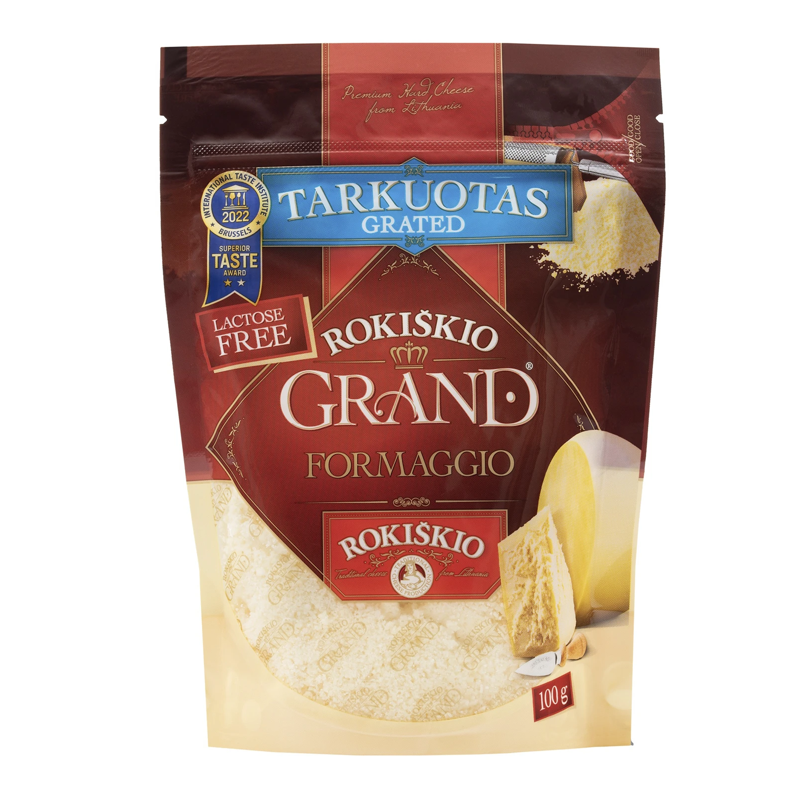 Сир Rokiskio Grand 100г 37% твердий тертий Фото №:1