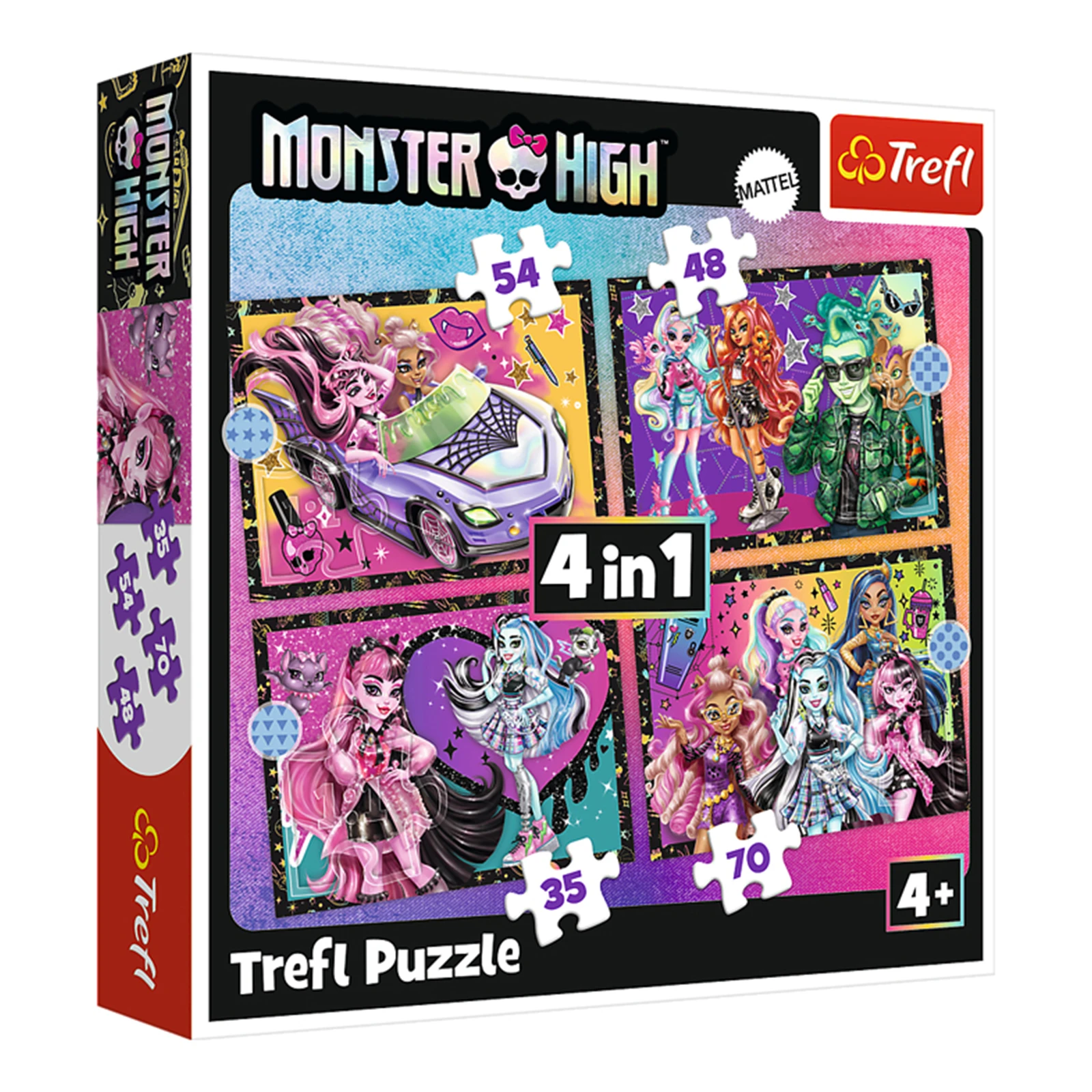 Пазли Trefl 4in1 Monster High Напружений день 35,48,54,70елементів Фото №:1