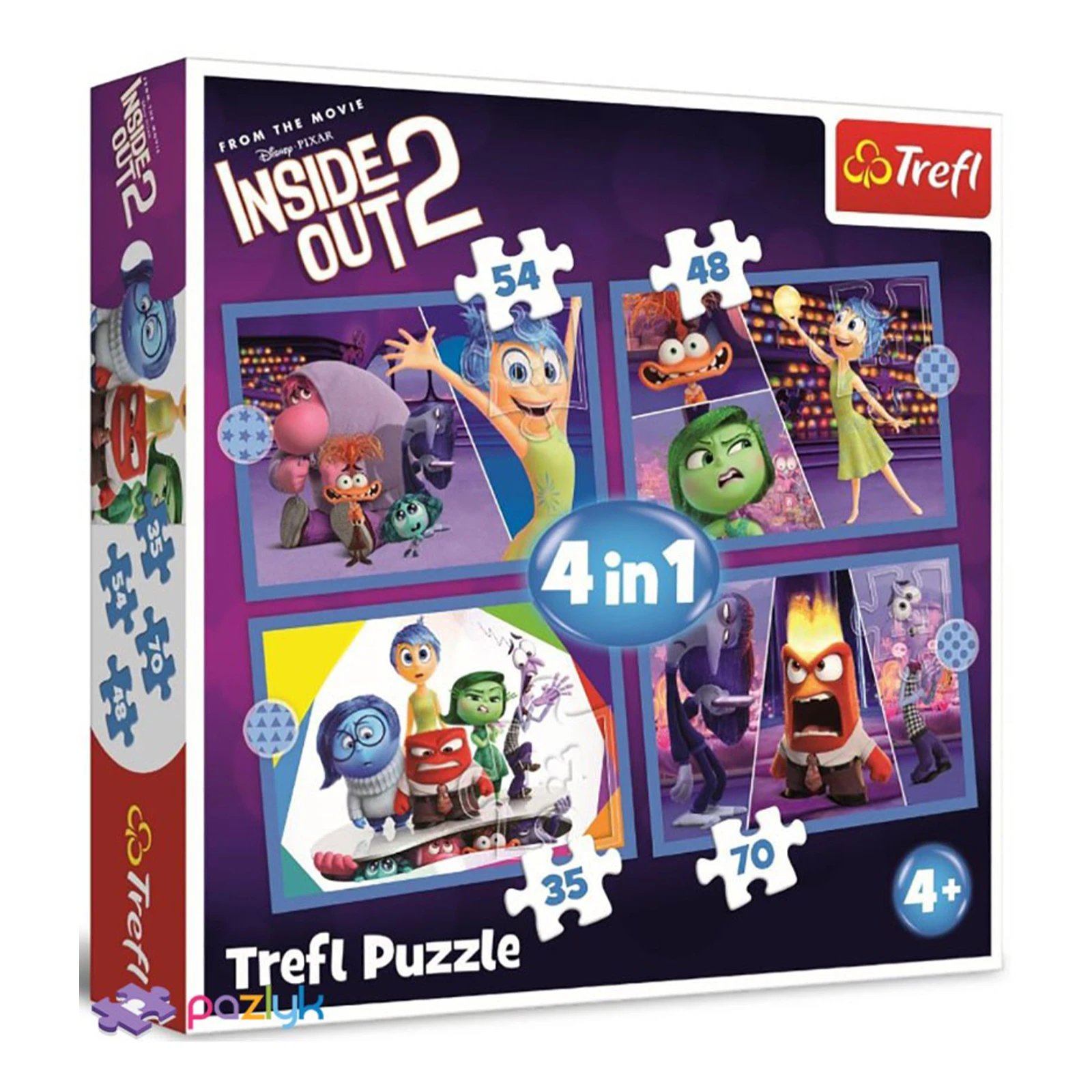 Пазли Trefl 4in1 Inside Out 2 Правлять емоції 35,48,54,70елементів