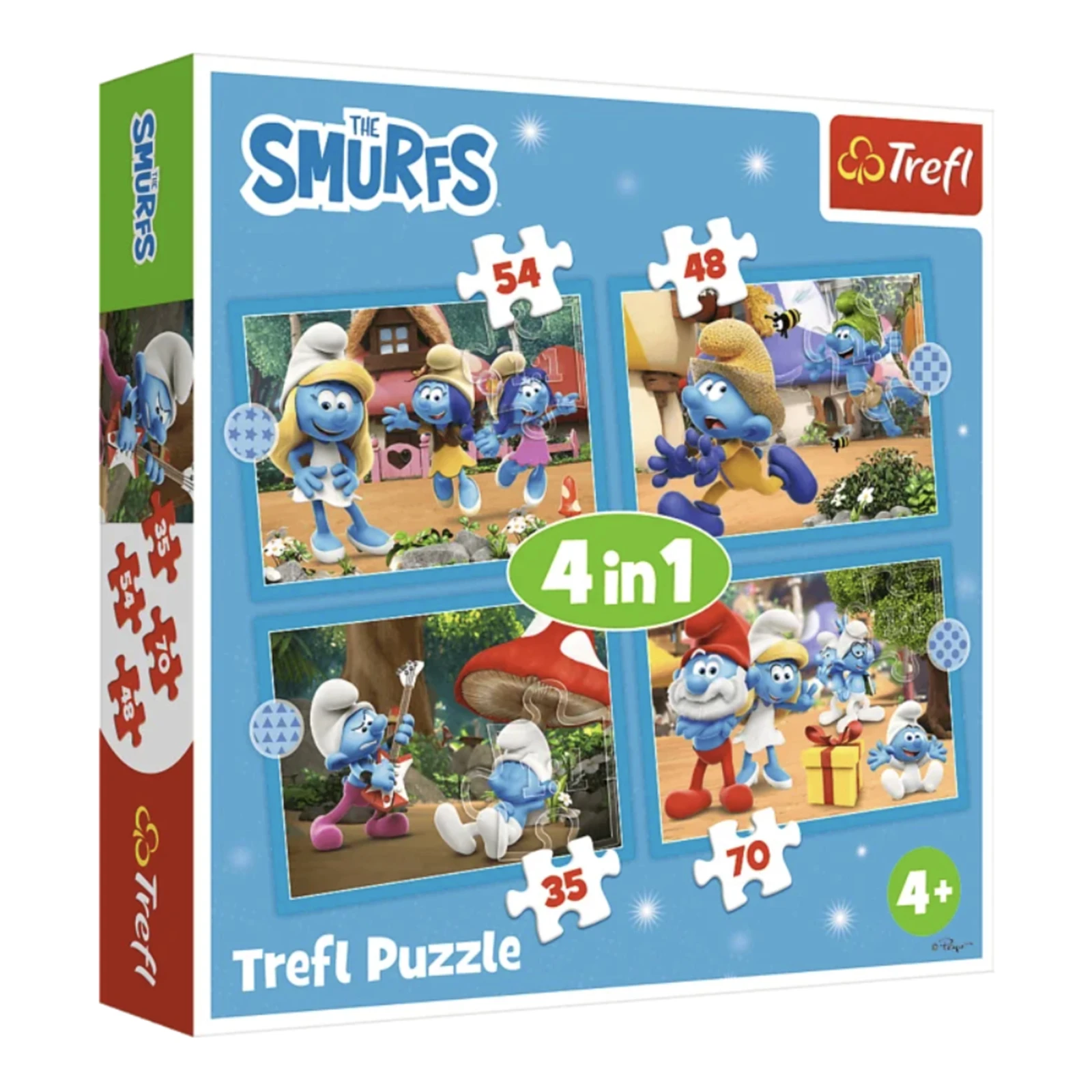 Пазли Trefl 4in1 The Smurfs Село Смурфів 35,48,54,70елементів Фото №:1