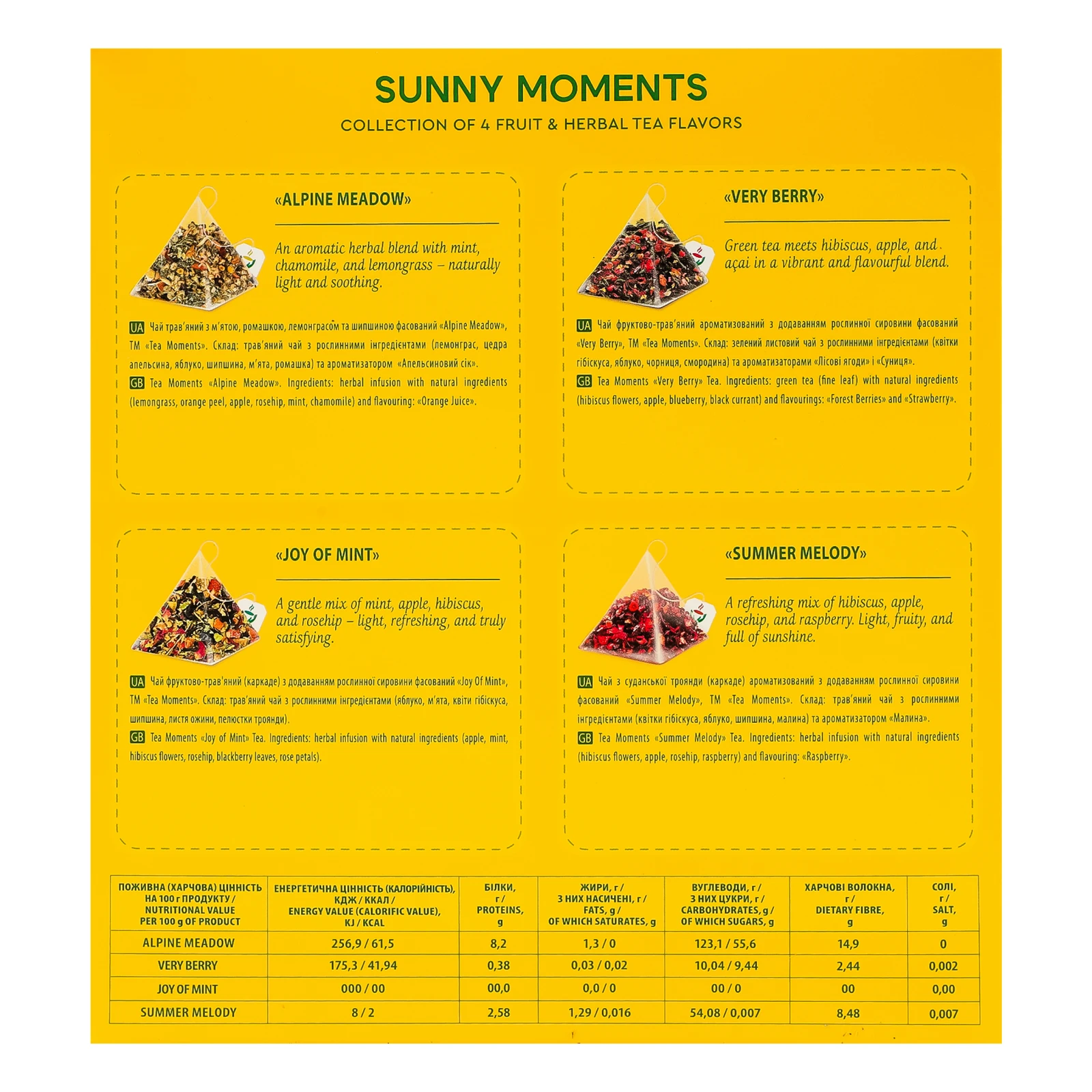 Чай Tea Moments Sunny moments Асорті у пірамідках 32х1.7г Фото №:2