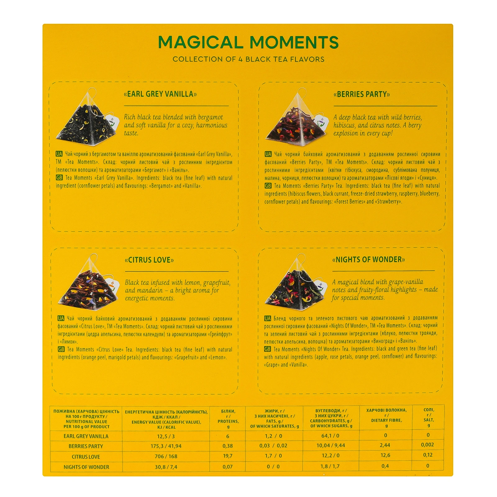 Чай Tea Moments Magical moments Асорті у пірамідках 32х1.7г Фото №:2