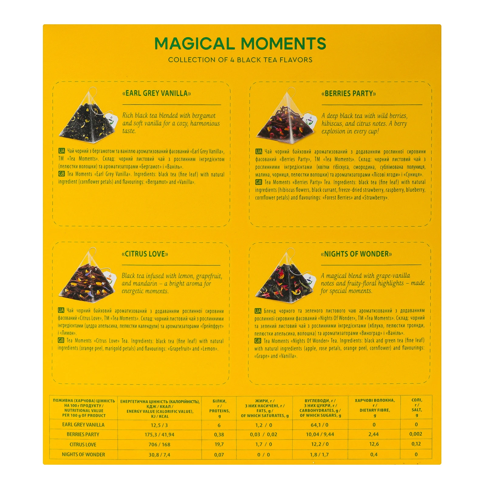 Чай Tea Moments Magical moments Асорті у пірамідках 32х1.7г Фото №:3