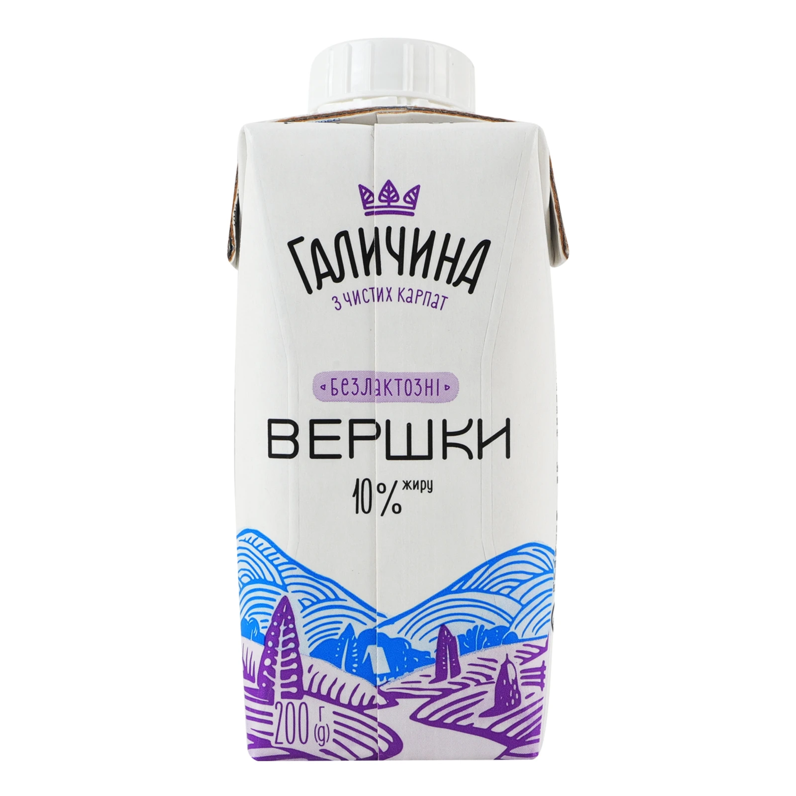 Вершки Галичина безлактозні ультрапастеризовані 10% 200г Фото №:2
