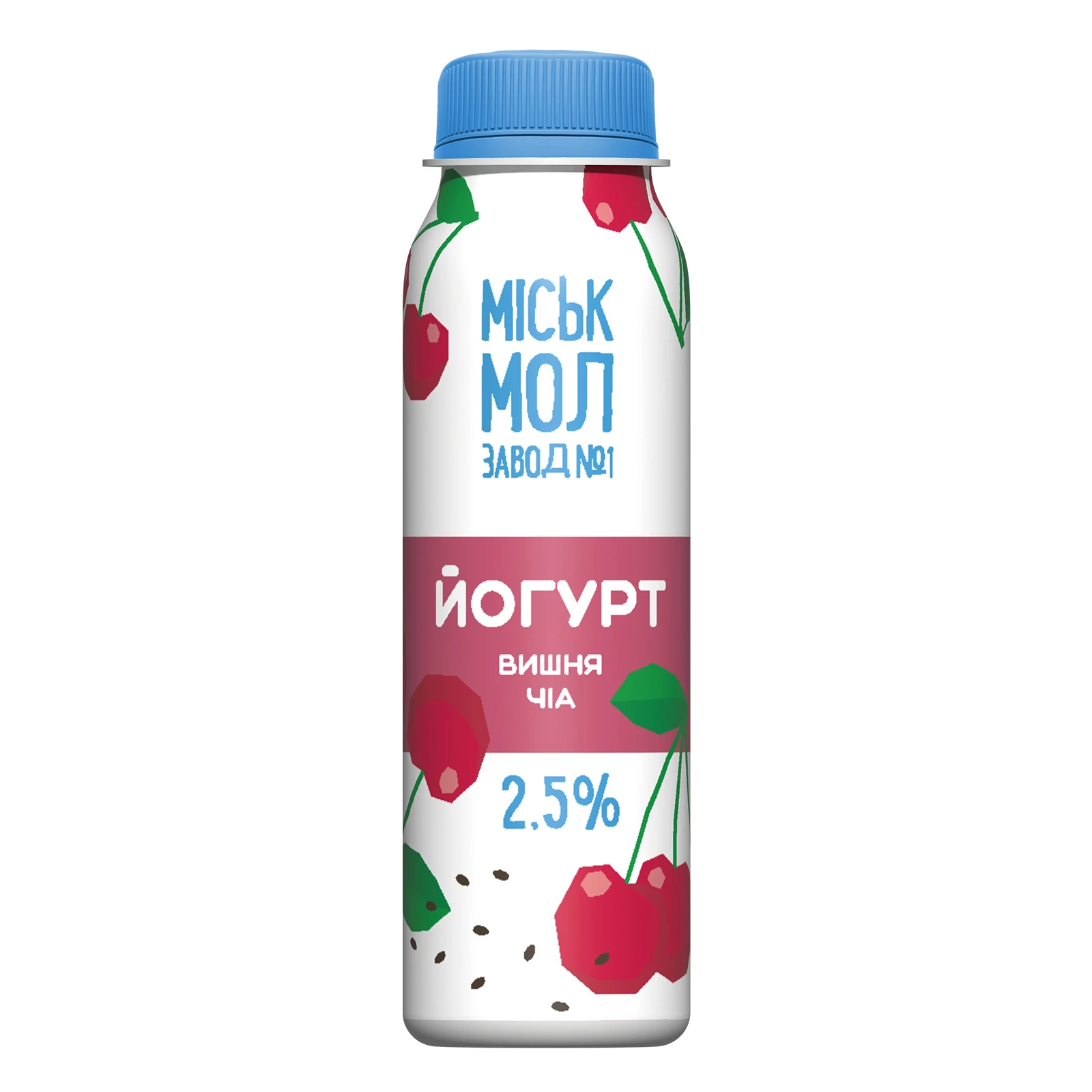 Йогурт Міськмолзавод №1 з джемом Вишня-чіа 2.5% 250г Фото №:1