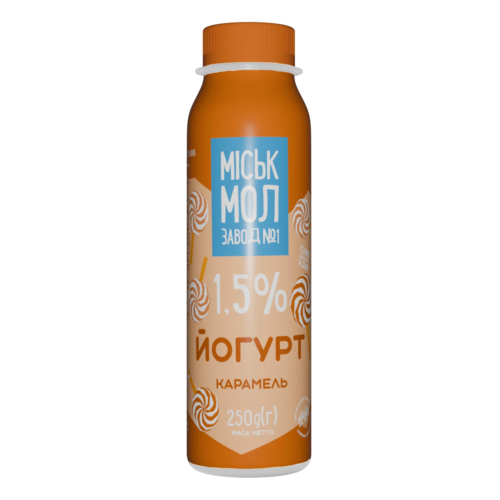 Йогурт Міськмолзавод №1 з сиропом Карамель 1.5% 250г Фото №:1