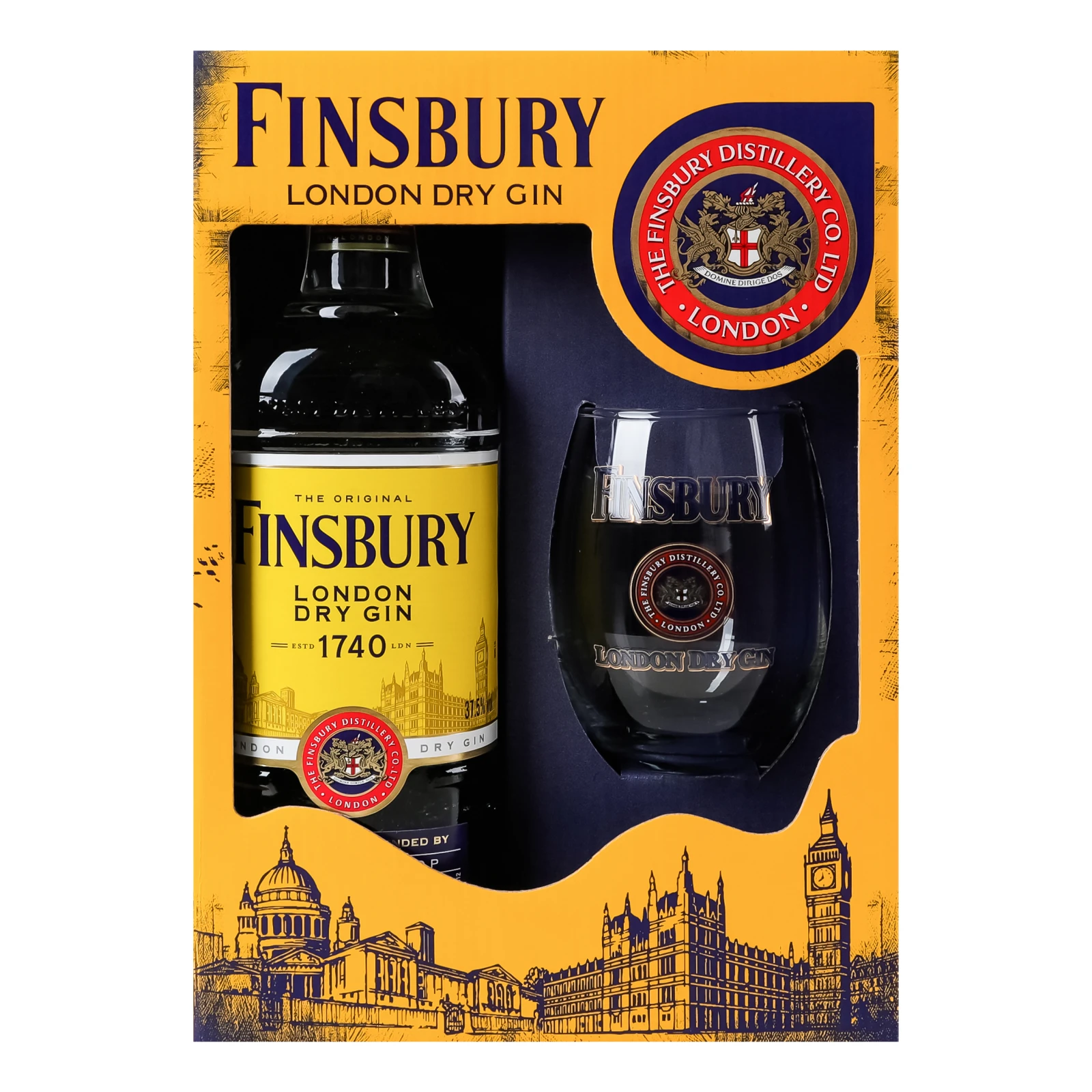 Набір Finsbury Джин London Dry 37.5% 0.7л + 1 склянка Фото №:1