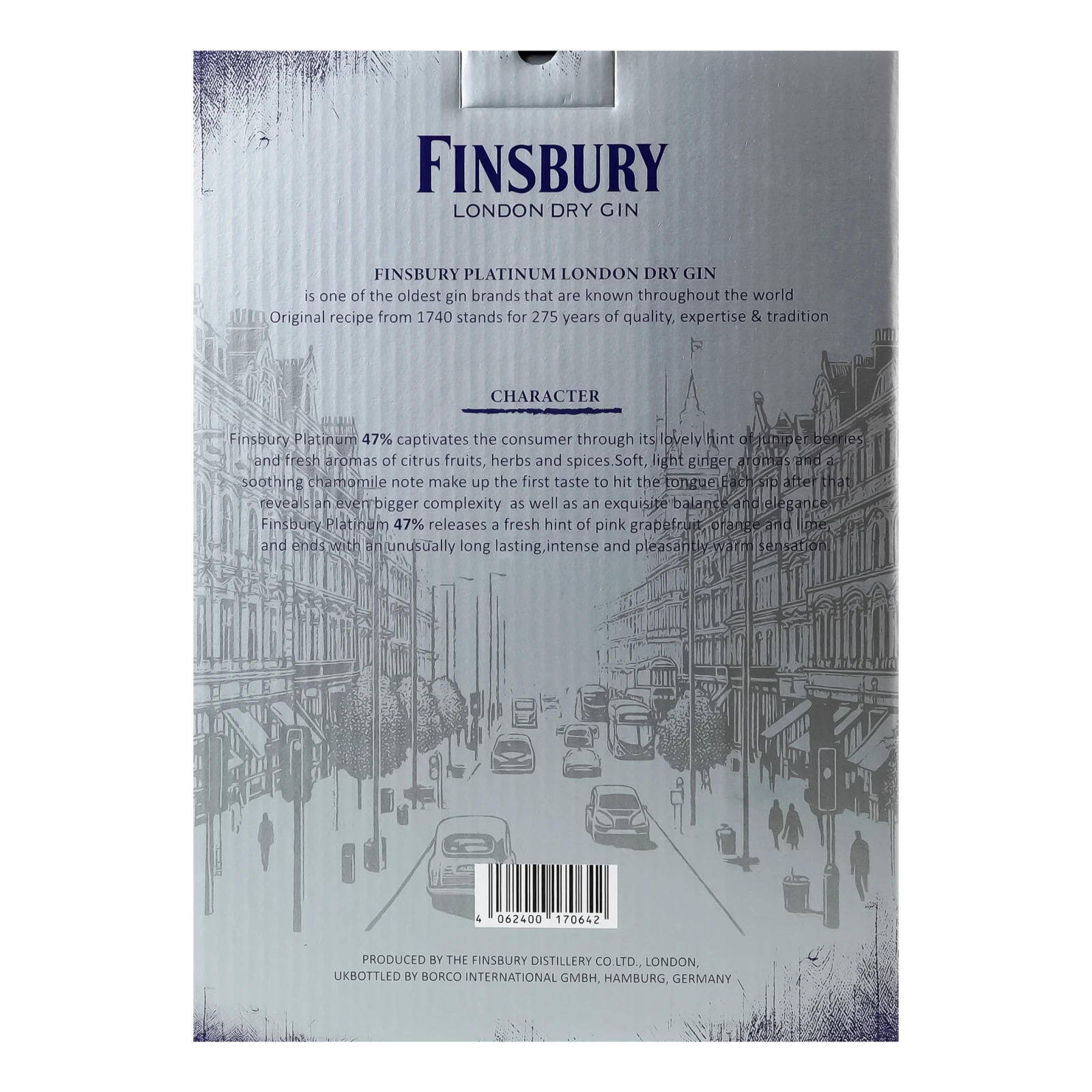 Набір Finsbury Джин London Dry Platinum 47% 0.7л + 1 склянка фото 2