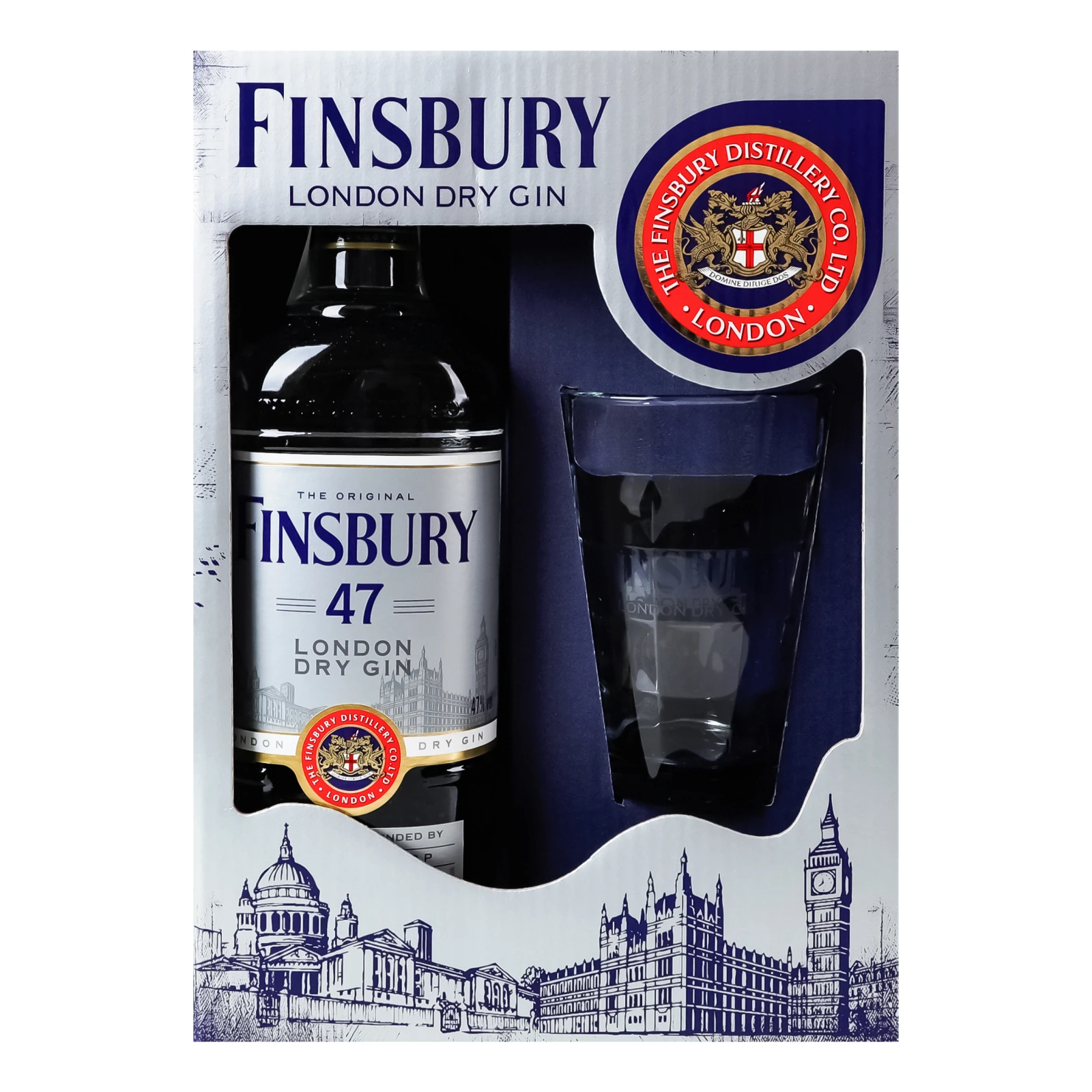 Набір Finsbury Джин London Dry Platinum 47% 0.7л + 1 склянка