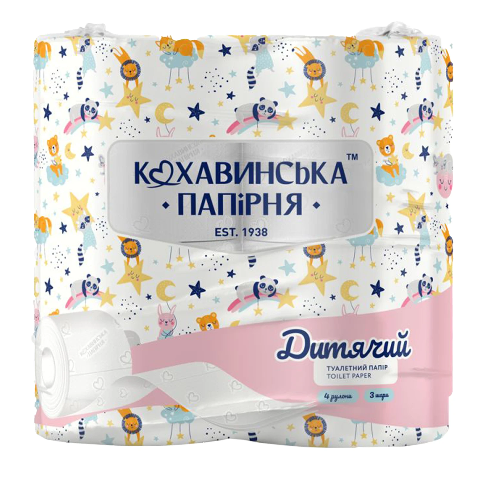 Папір туалетний Кохавинська папірня Дитячий 3-х шаровий 170 листів 4шт Фото №:1