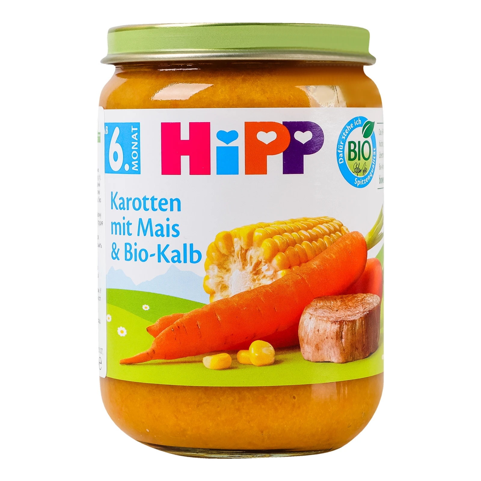 Пюре Hipp органічне Морква з кукурудзою та органічною телятиною для дітей від 6-ти місяців 190г Фото №:1