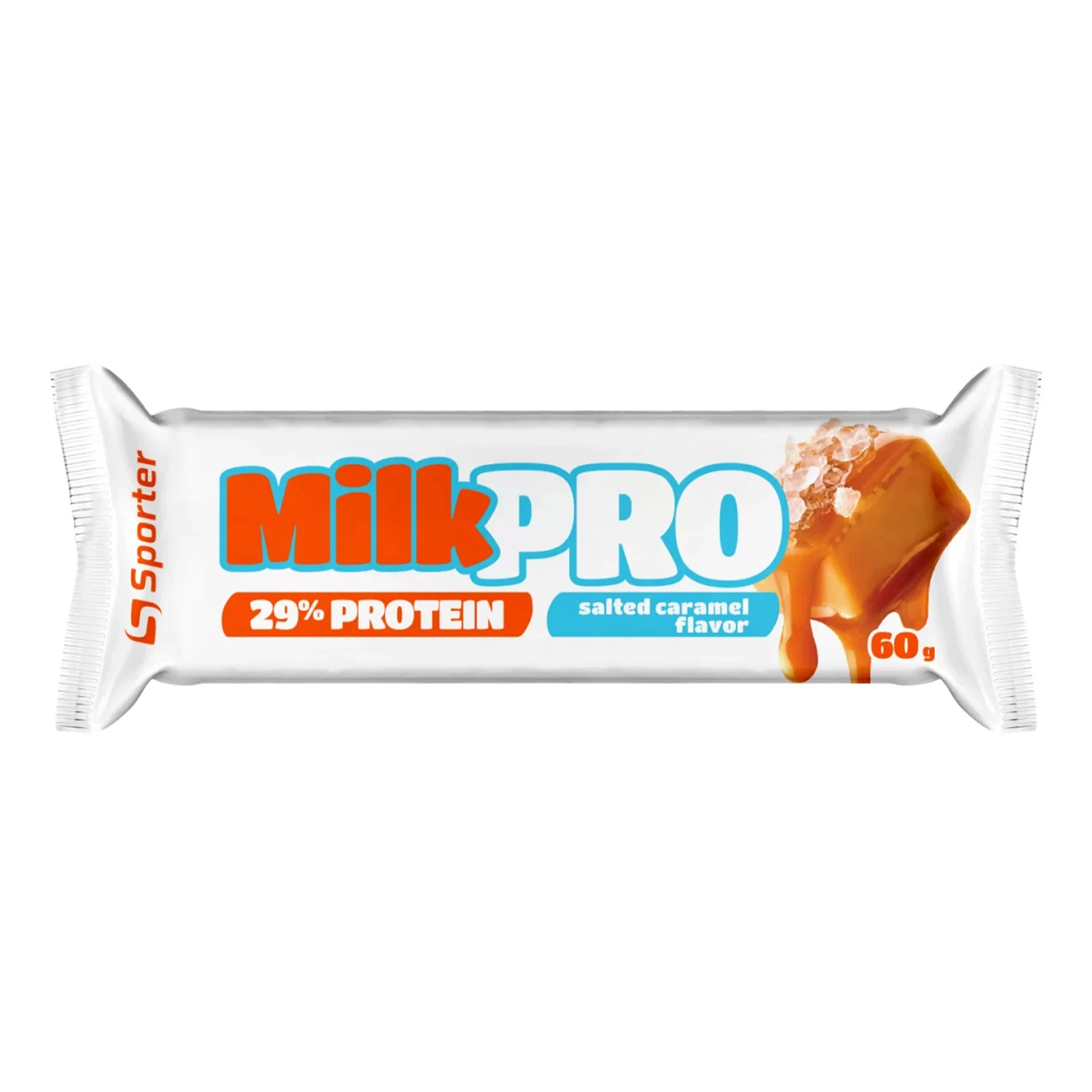 Батончик MILK PRO 60г протеїновий 29% солона карамель  для спорт харчування Новинка Фото №:1