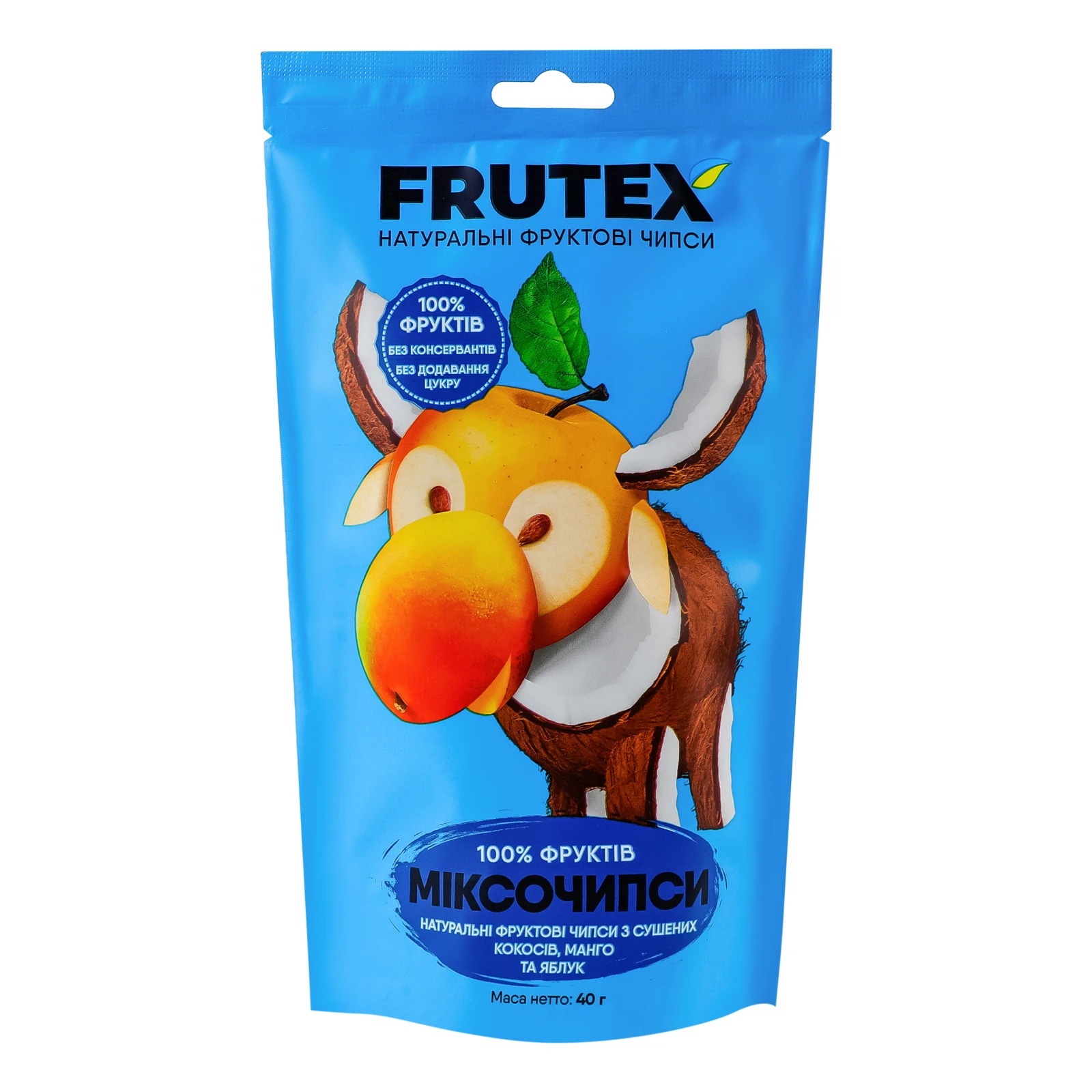 Чипси Frutex фруктові Міксочипси натуральні з сушених кокосів, манго та яблук 40г Фото №:1