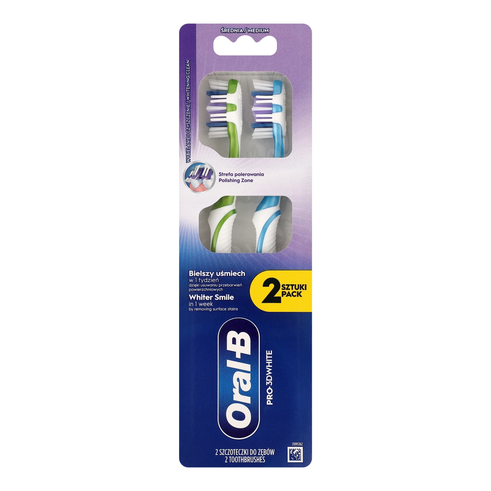 Зубна щітка Oral-b 2шт Pro 3D White Відбілювання середньої жорсткості Новинка