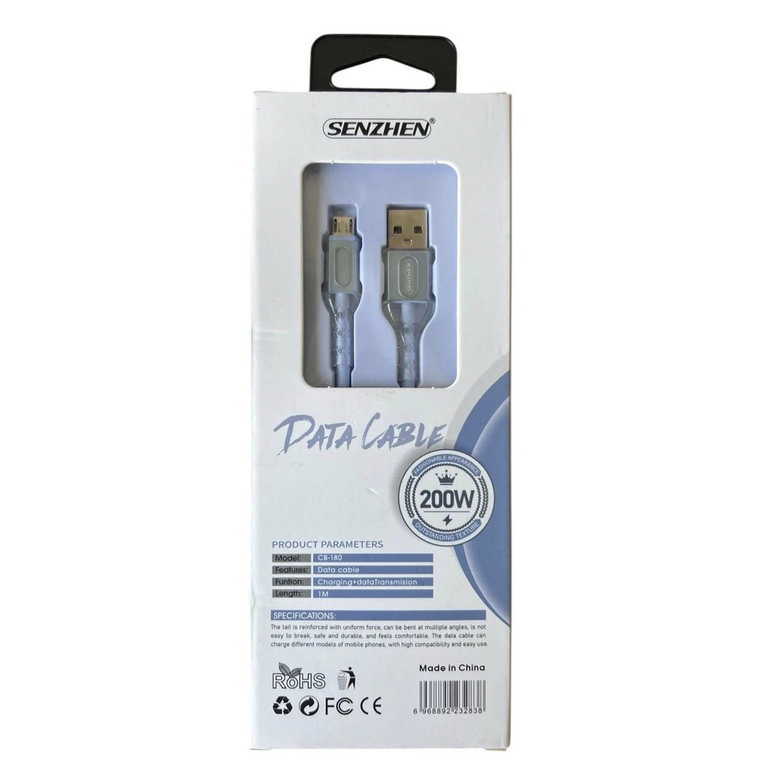 Кабель зарядний 3А 1000мм Micro usb СВ180 в кор. Фото №:2