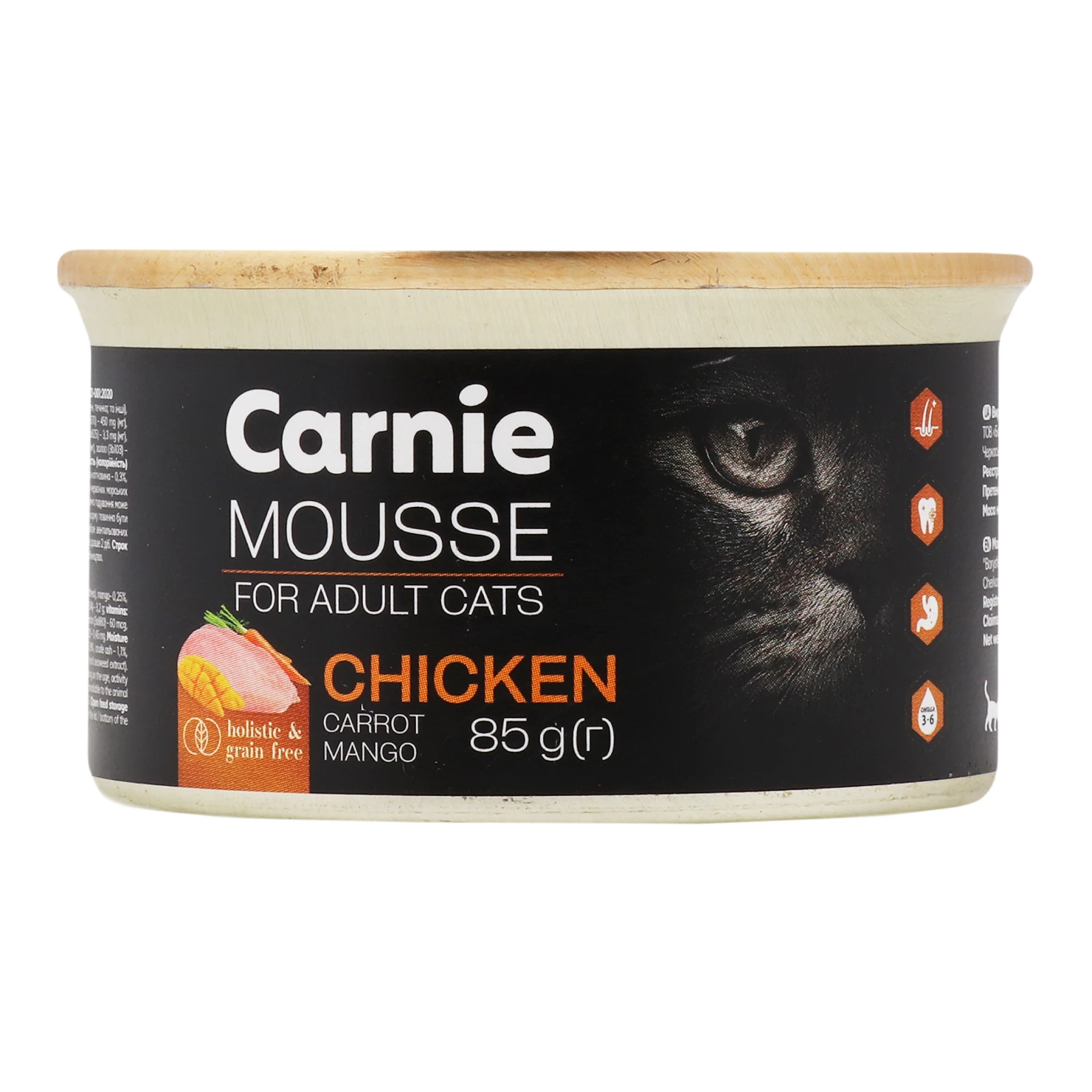 Корм Carnie 85г д/котів дорослих мус з куркою манго морквою та желе Новинка Фото №:1