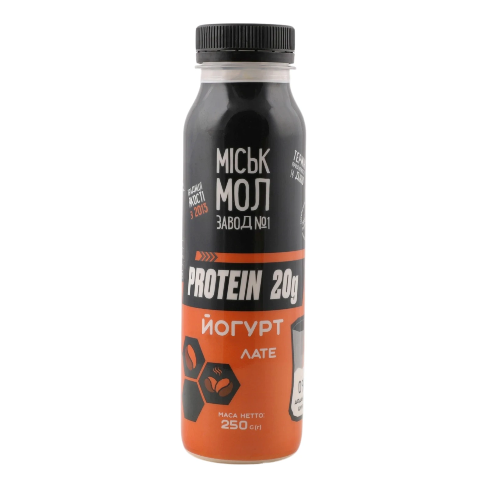 Йогурт Міськмолзавод №1 Protein 20g нежирний збагачений білком з сиропом Лате 250г