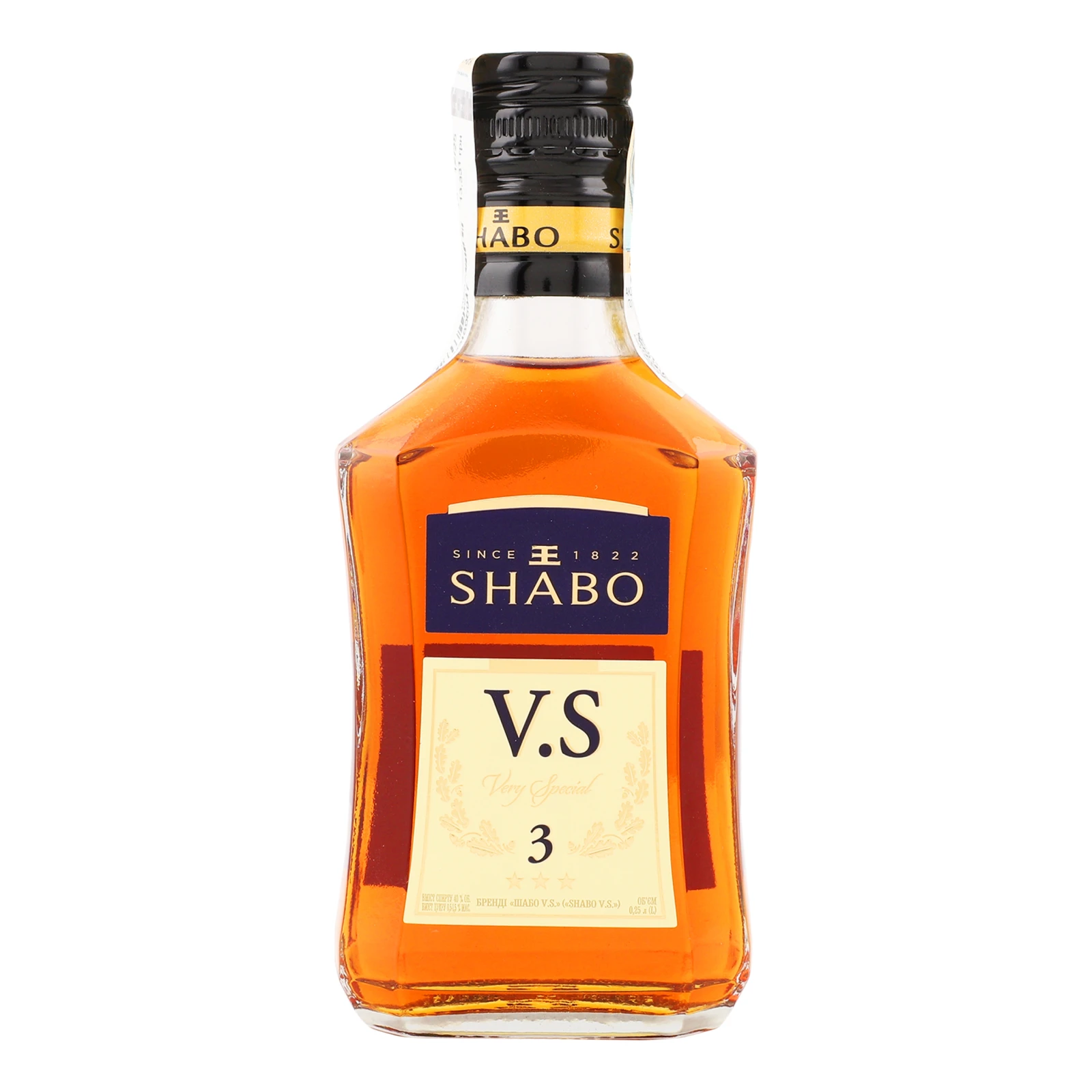Бренді Shabo VS 3 зірки 40% 0.25л Фото №:1