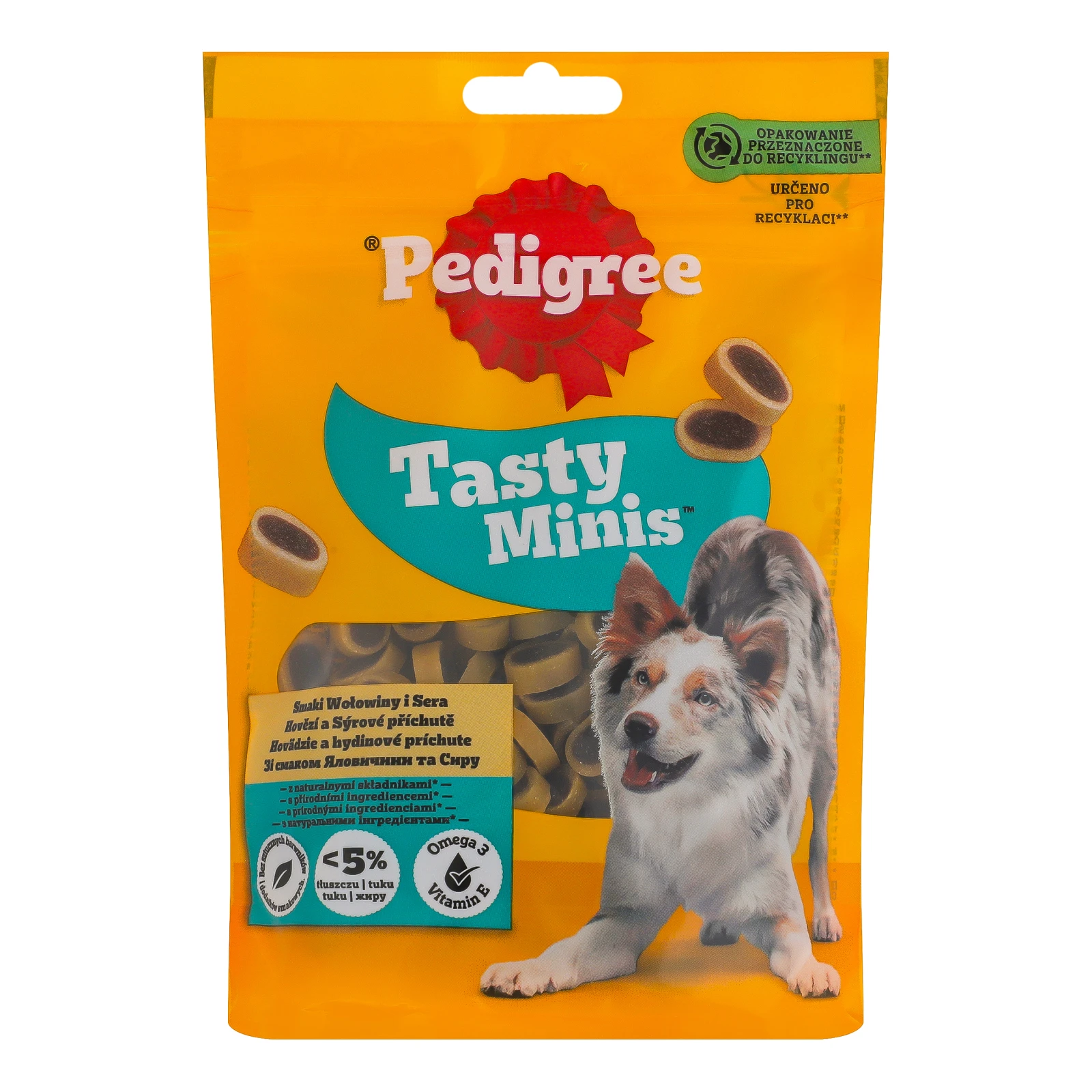 Корм для собак Pedigree Tasty minis сухий додатковий для дорослих собак з яловичиною та сиром 140г Фото №:1