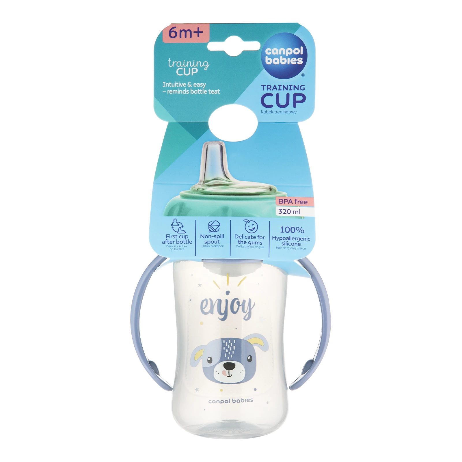 Кружка Canpol babies 320мл Cute Animals тренувальна з силіконовим носиком 56/512 blu2 Новинка