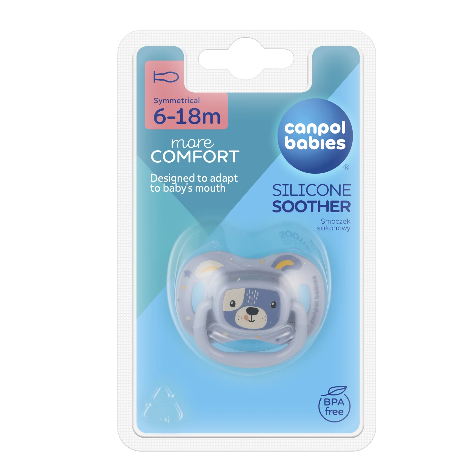 Пустушка Canpol babies силіконова симетрична 6-18міс Cute Animals 34/925blu Новинка