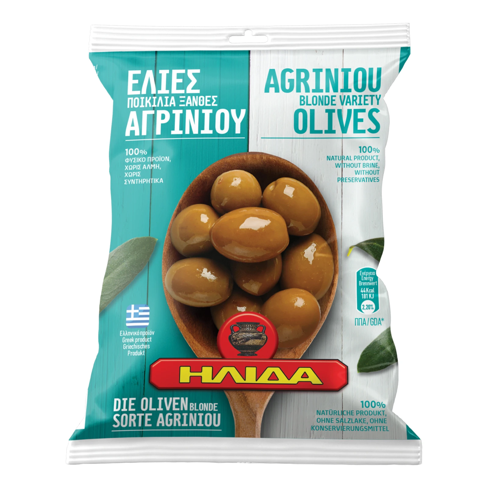 Оливки Ilida Agriniou Blonde з кісточкою 250г Фото №:1