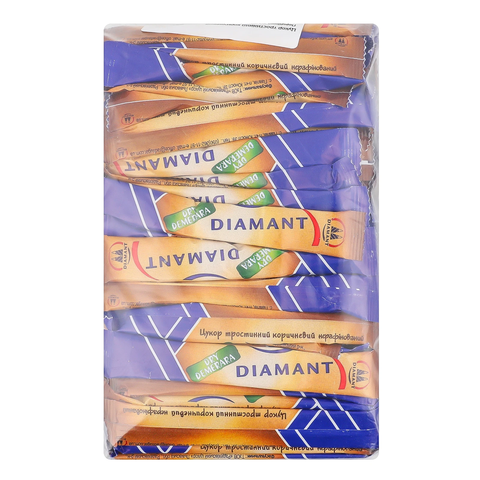 Цукор Diamant 500г тростинний коричневий у стіках 100шт5г Новинка