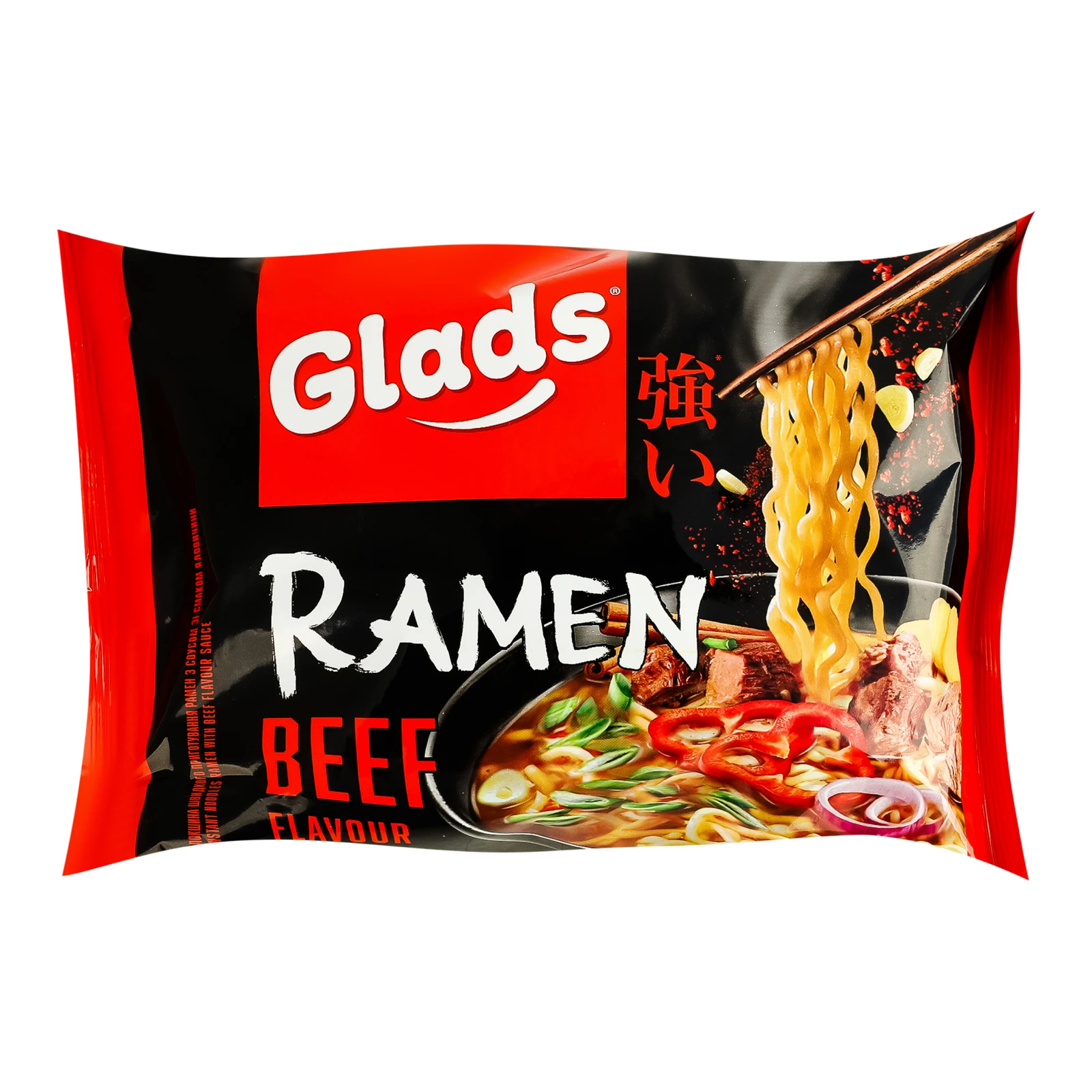 Локшина Glads Рамен швидкого приготування з соусом зі смаком Яловичини 105г Фото №:1