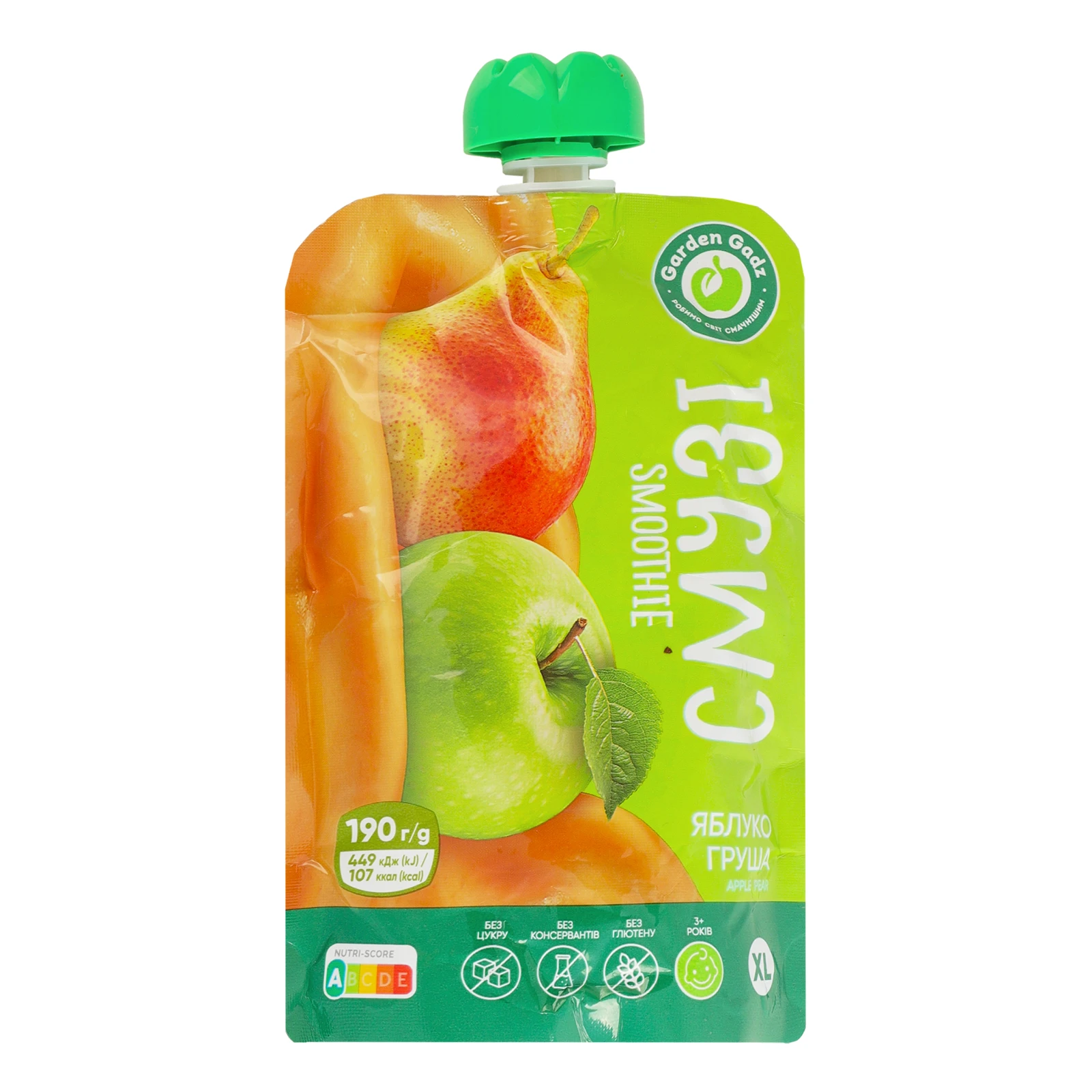 Пюре Garden Gadz фруктове гомогенізоване стерилізоване Смузі Яблуко-груша 190г Фото №:1