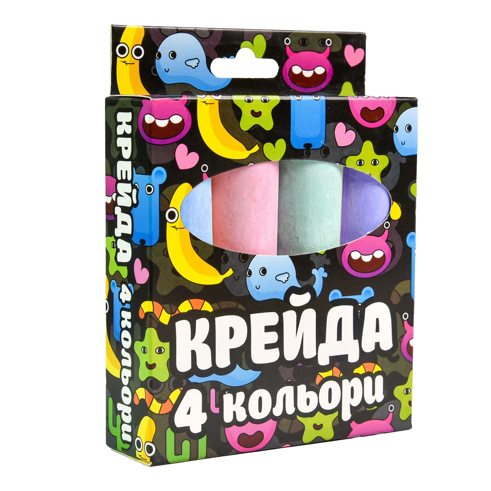 Крейда Strateg 4шт Велика кругла різнокольорова (50115)
